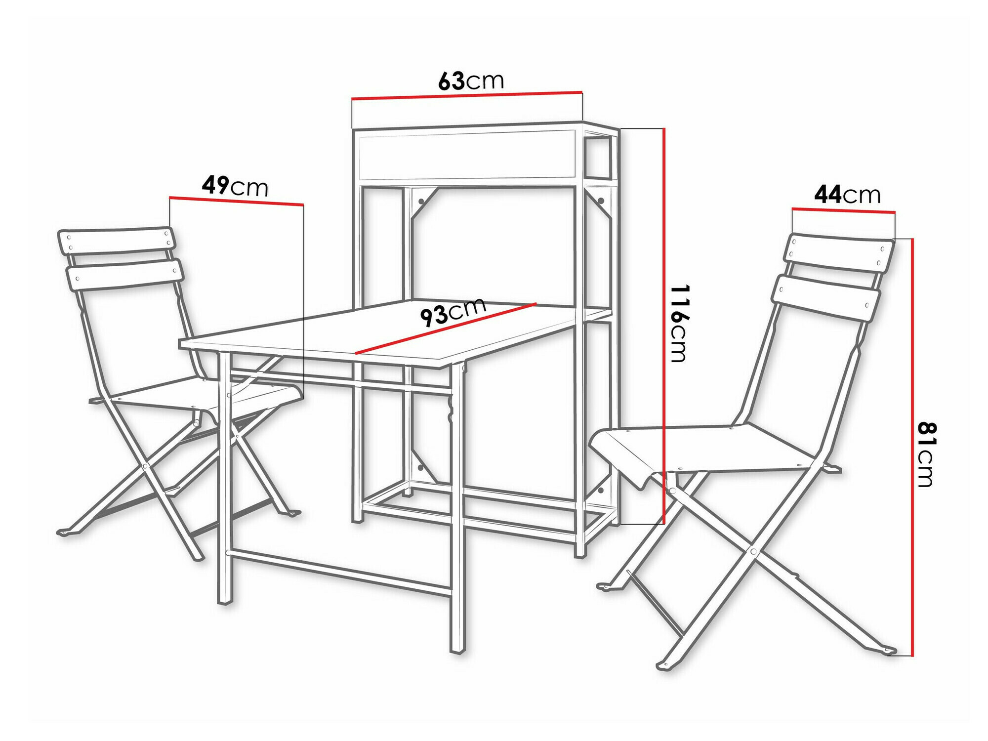 Balkona komplekts Richardson 124 (Melns)