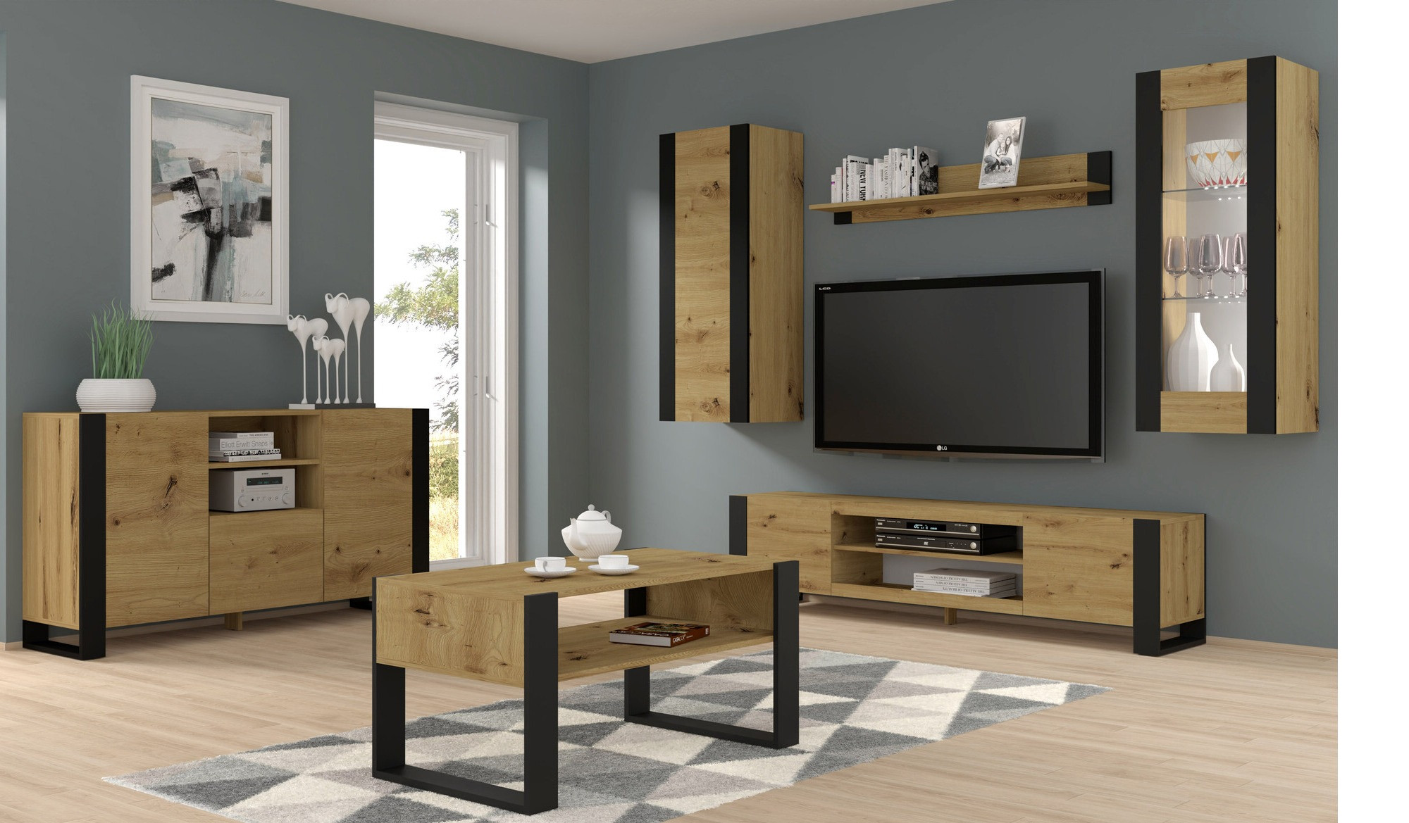 Настенная полка Tivtora 104 (Artisan дуб)