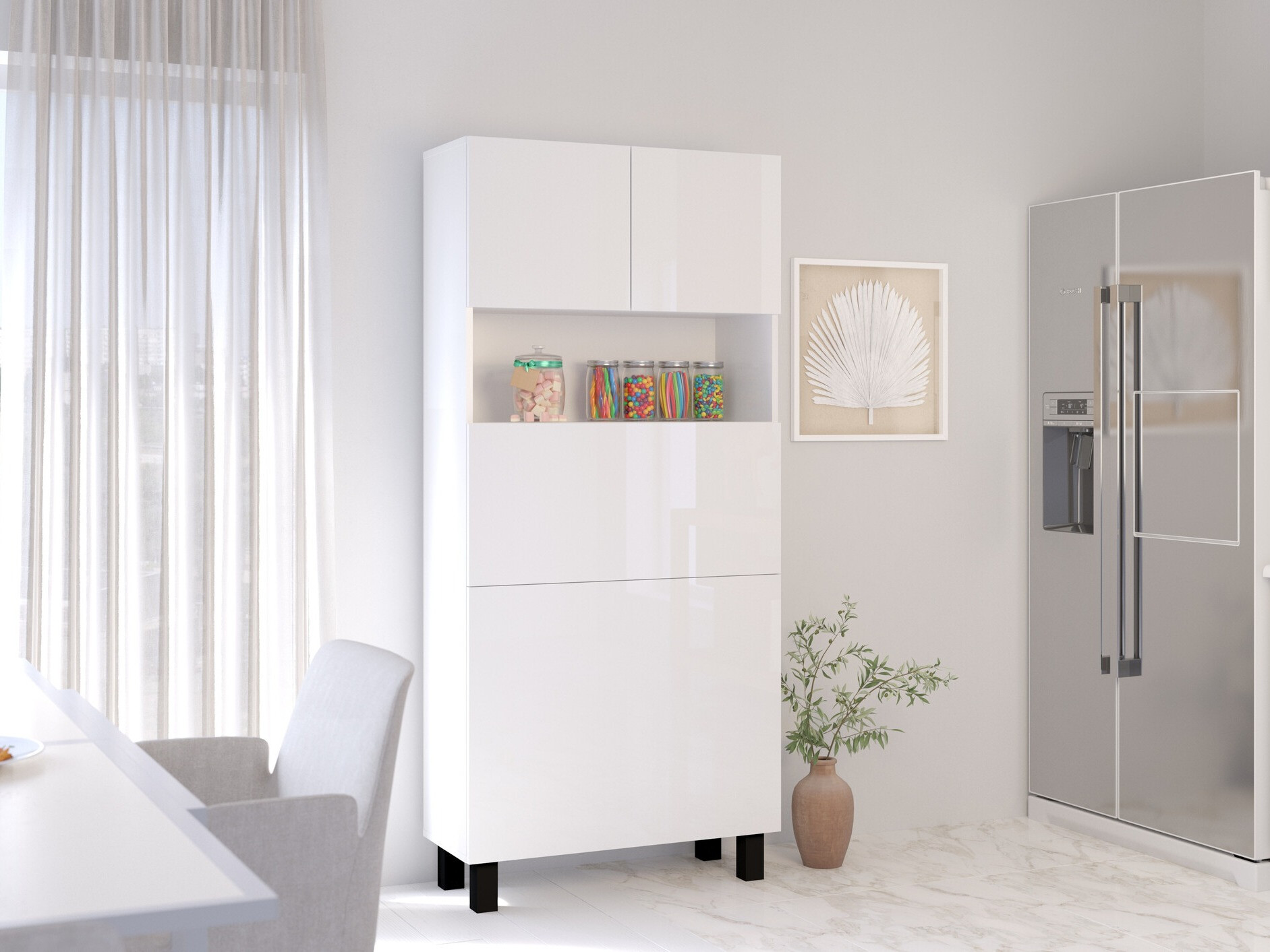 Plaukts Buffalo 145 (Glancēts balts + Matēts balts)