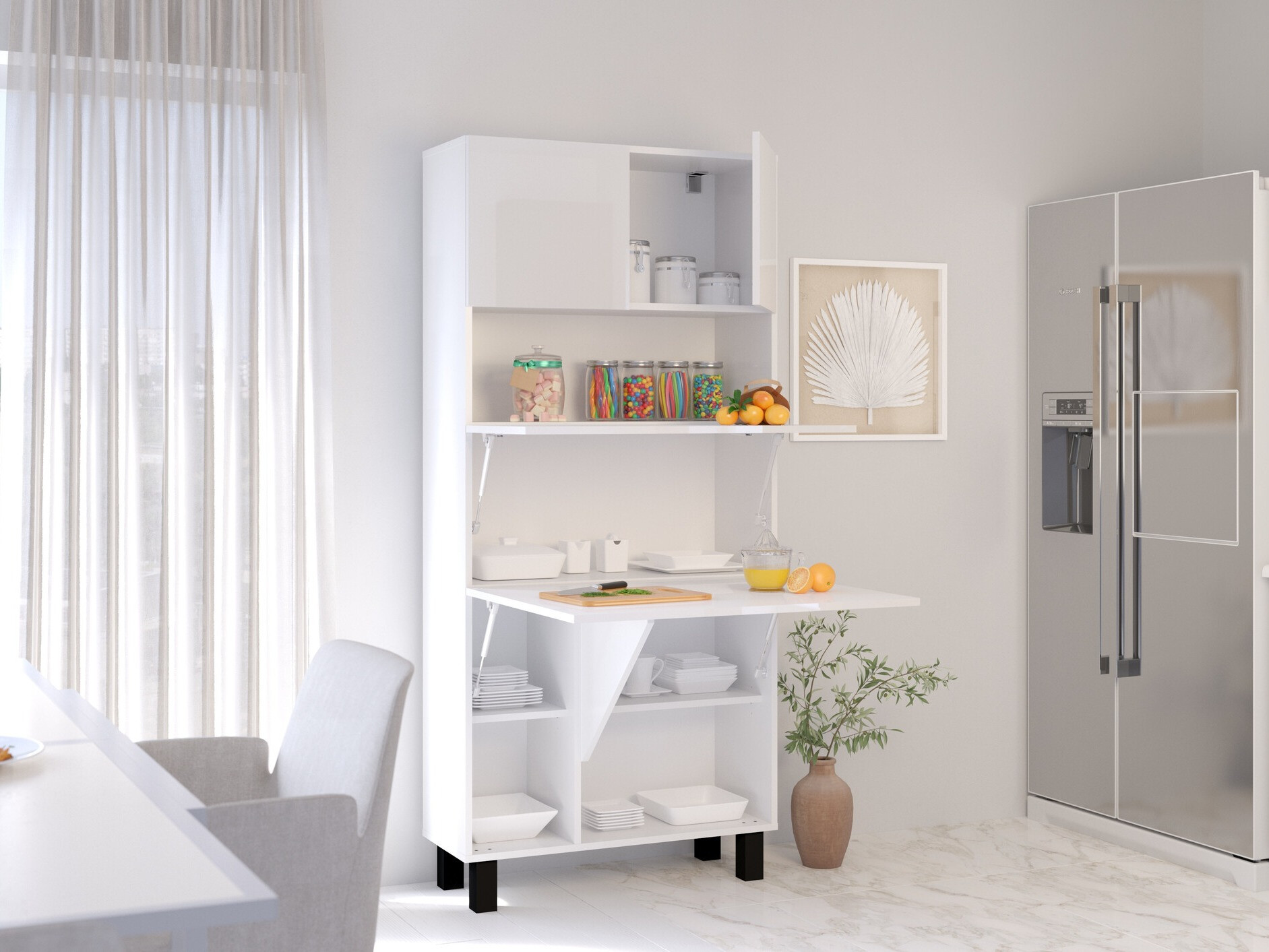 Plaukts Buffalo 145 (Glancēts balts + Matēts balts)