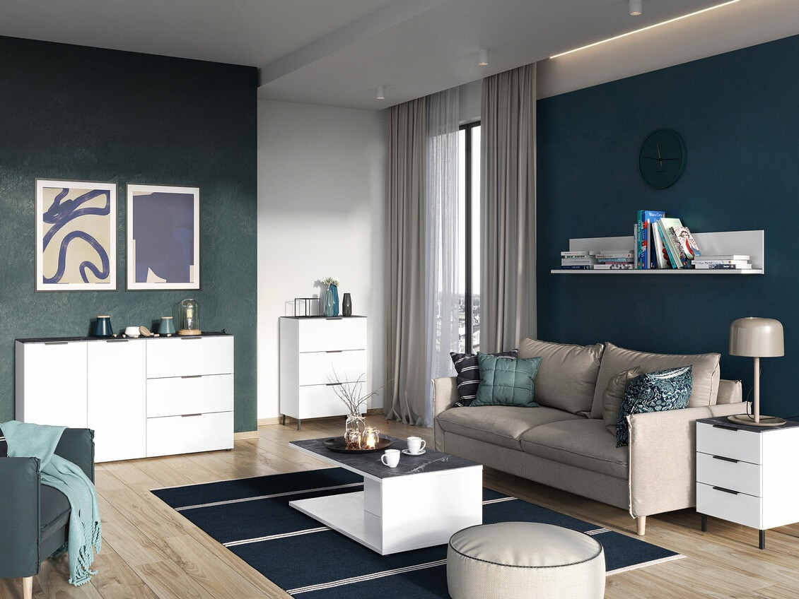 Журнальный столик Revteno 109 (Белый + Черный мрамор)