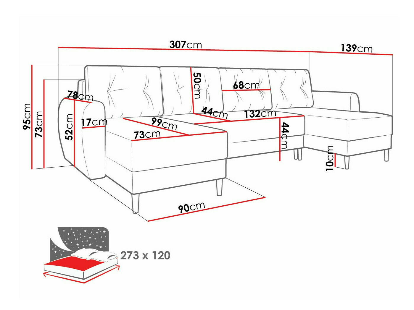 Угловой диван Memphis 140 (Poso 14)