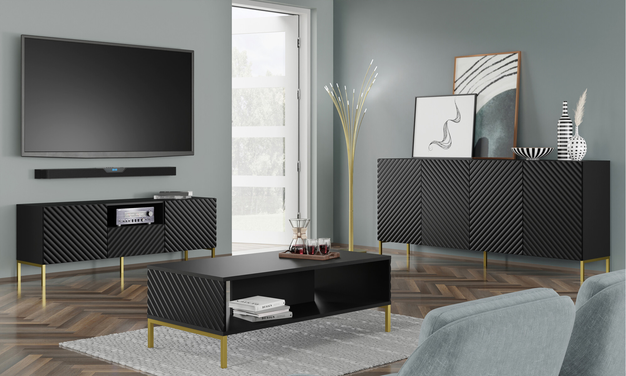 TV galds Fivremu 102 (Melns)