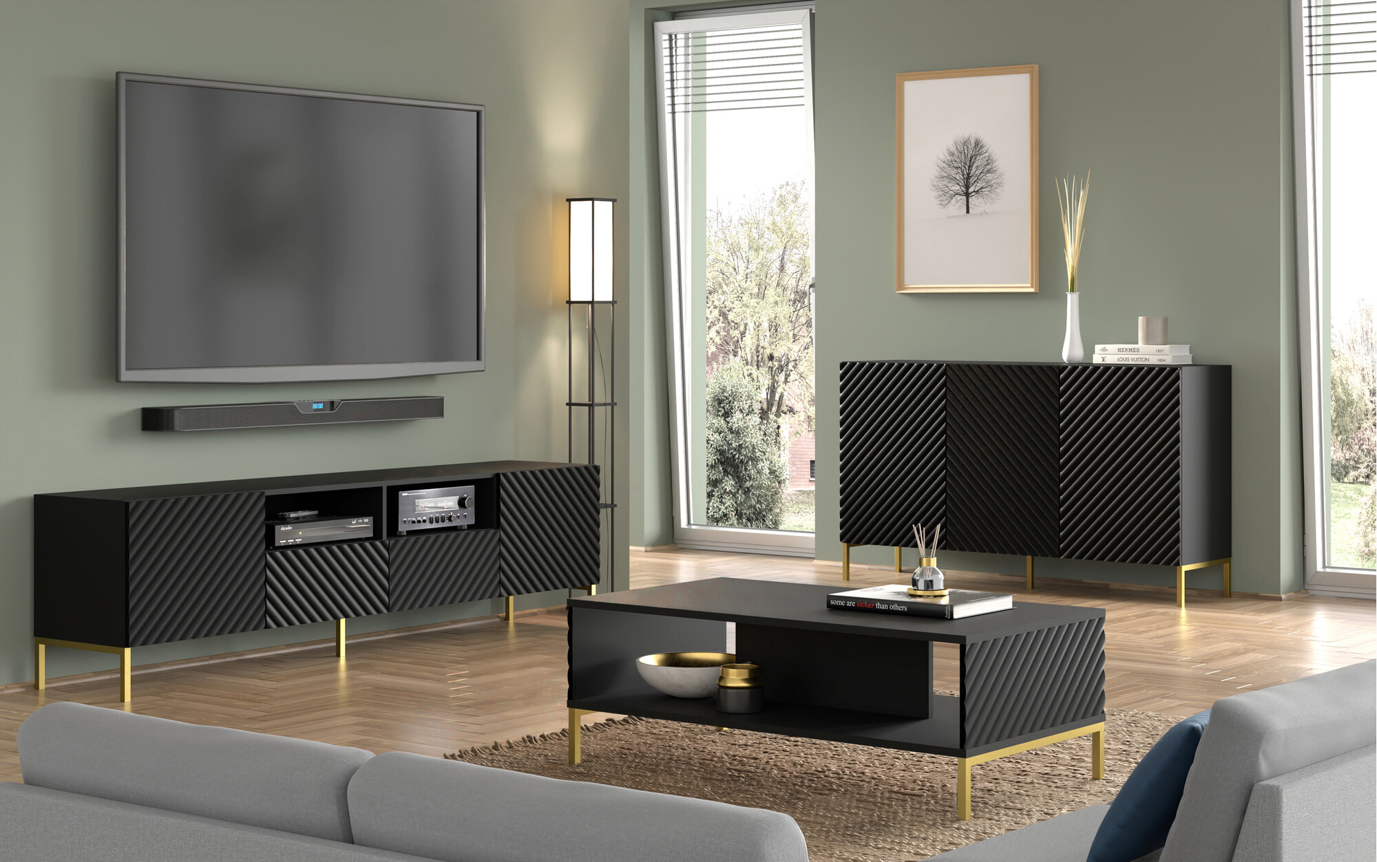 TV galds Fivremu 102 (Melns)