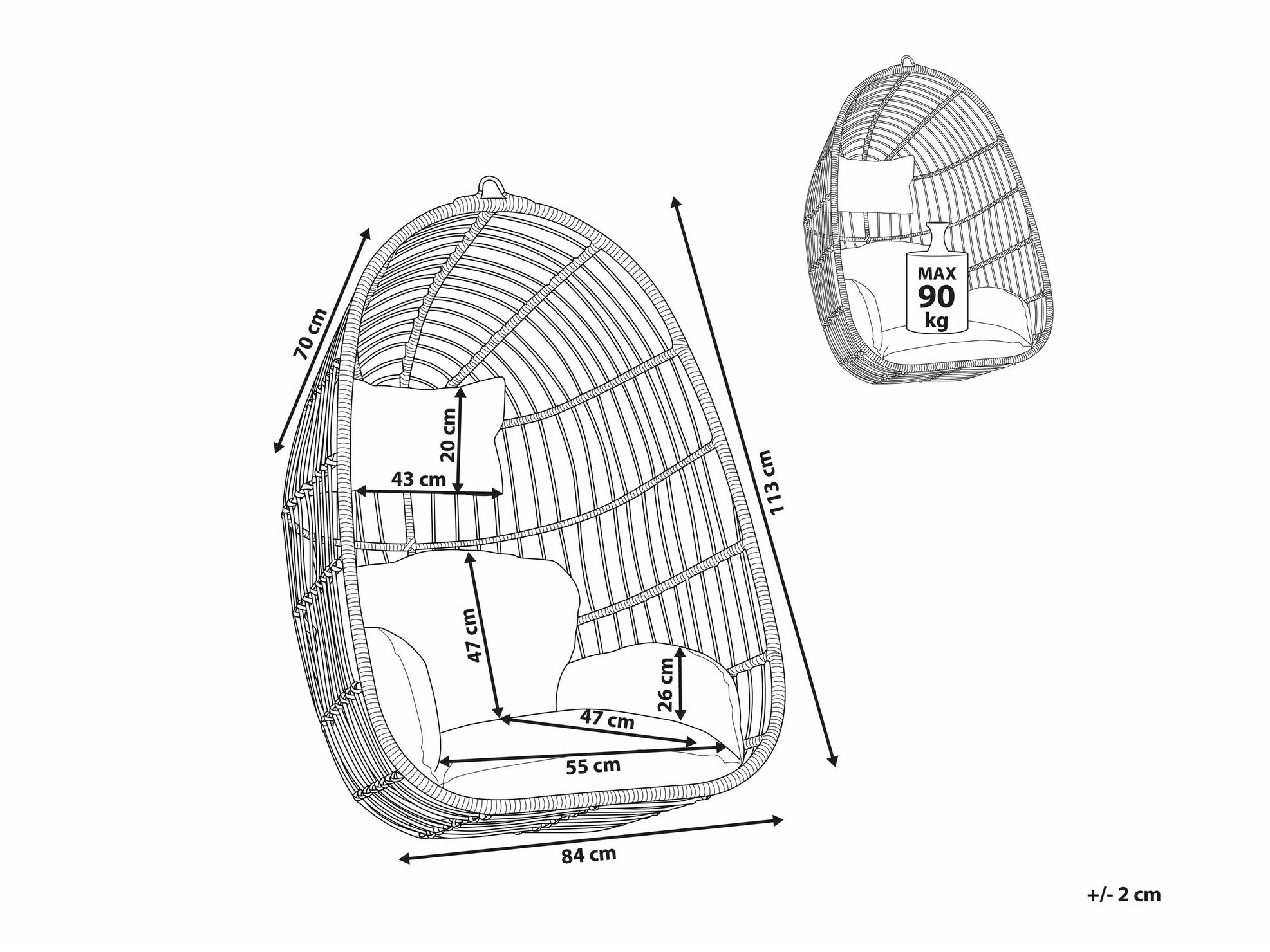Подвесной стул Berwyn 1849 (Светло-коричневый)