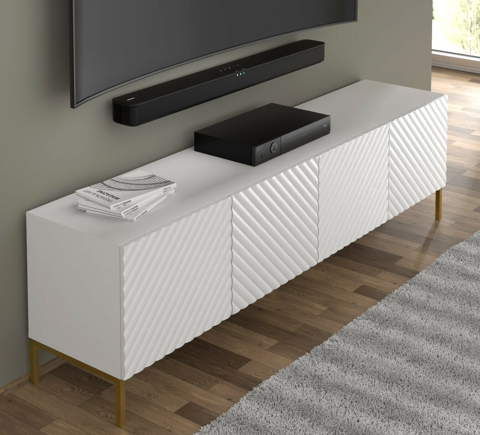 TV galds Fivremu 104 (Balts)