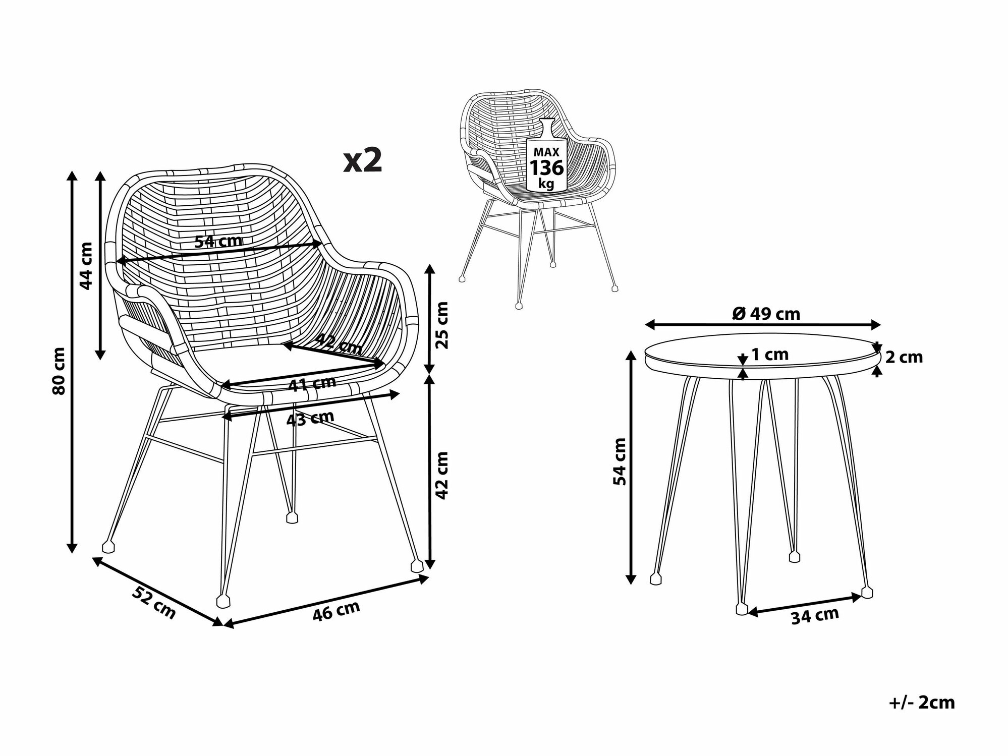 Balkona komplekts Berwyn 1856