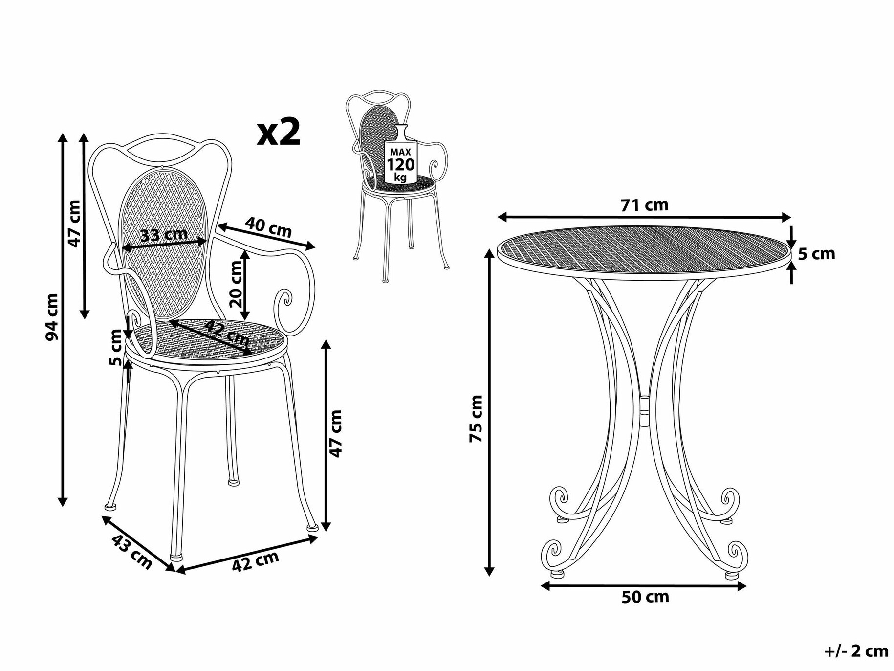 Balkona komplekts Berwyn 1868