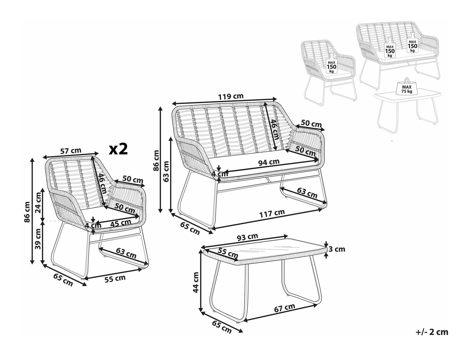 Dārza mēbeļu komplekts Berwyn 1867