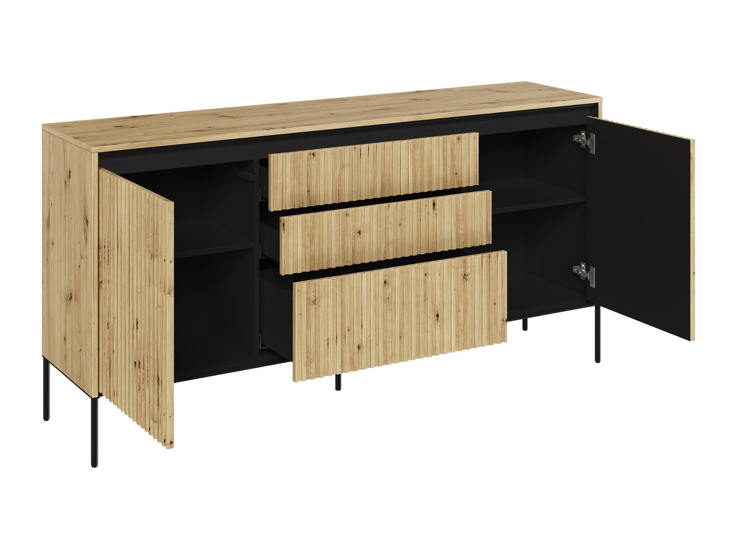 Kumode Fernolu 100 (Artisan ozols + Melns)