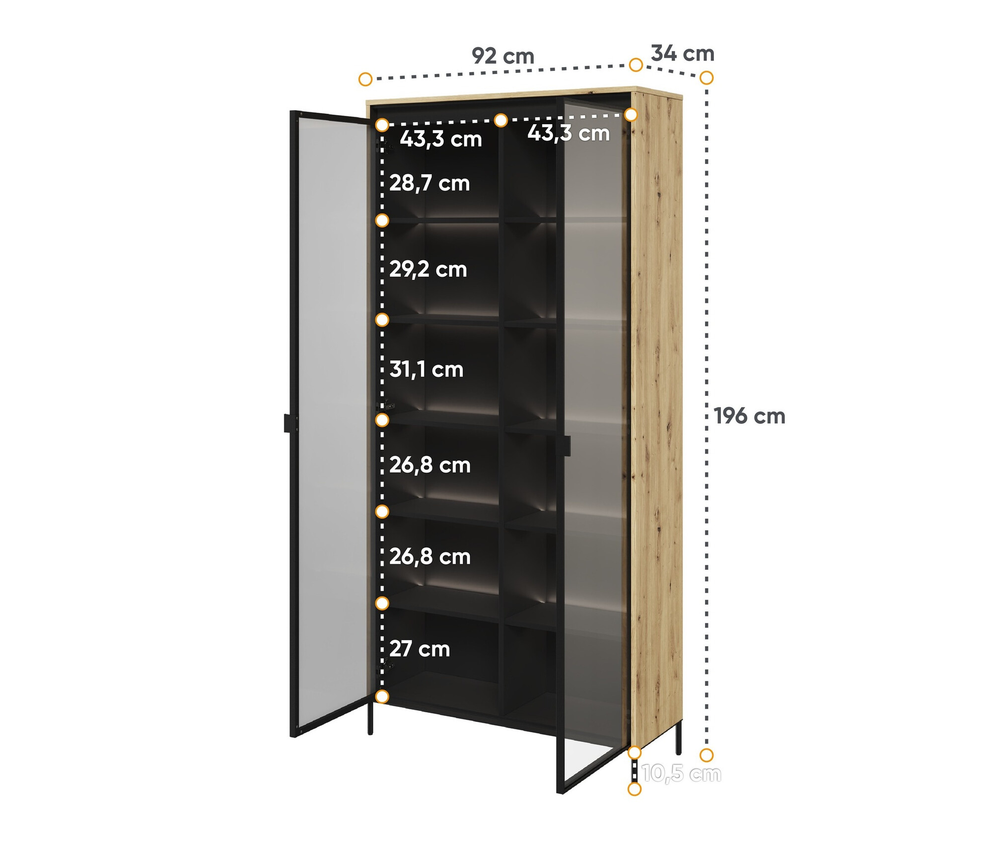 Plaukts Fernolu 106 (Artisan ozols + Melns)