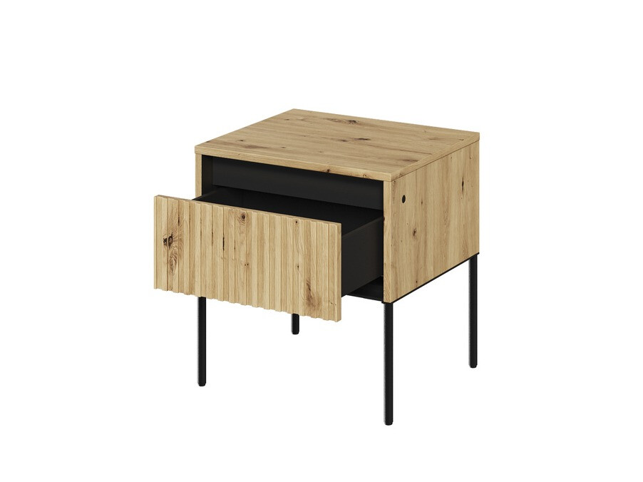 Прикроватная тумбочка Fernolu 111 (Artisan дуб + Чёрный)