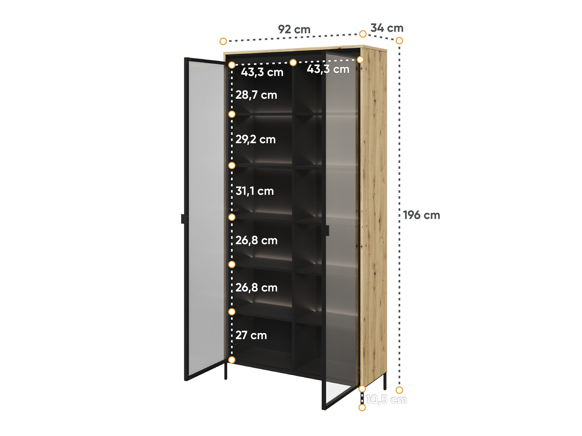 Стеллаж Fernolu 106 (Artisan дуб + Чёрный)