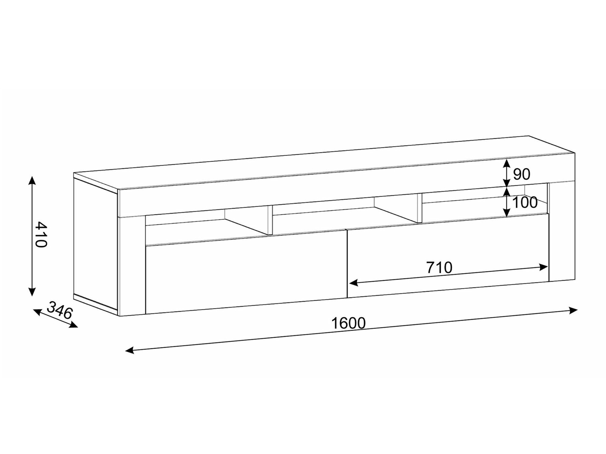TV galds Buffalo 149 (Balts + Tumšs betons)