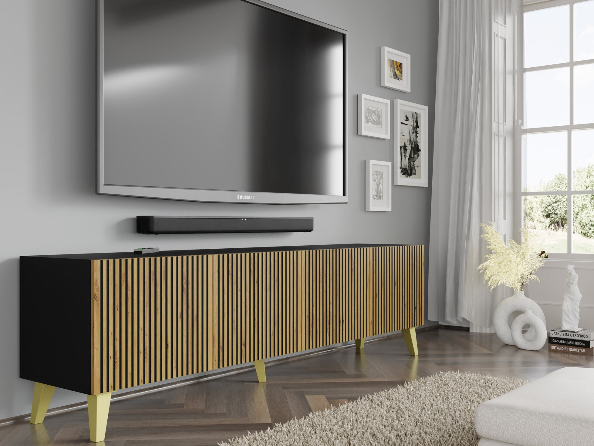 TV galds Buffalo 152 (Artisan ozols + Melns)