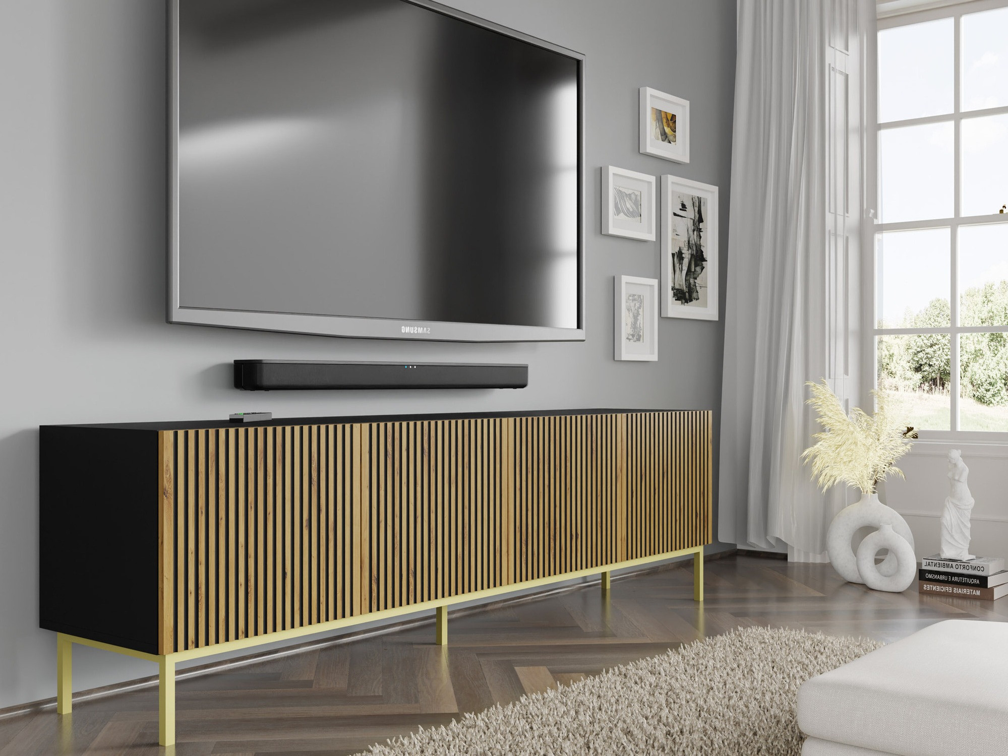 TV galds Talsalu 101 (Artisan ozols + Melns)