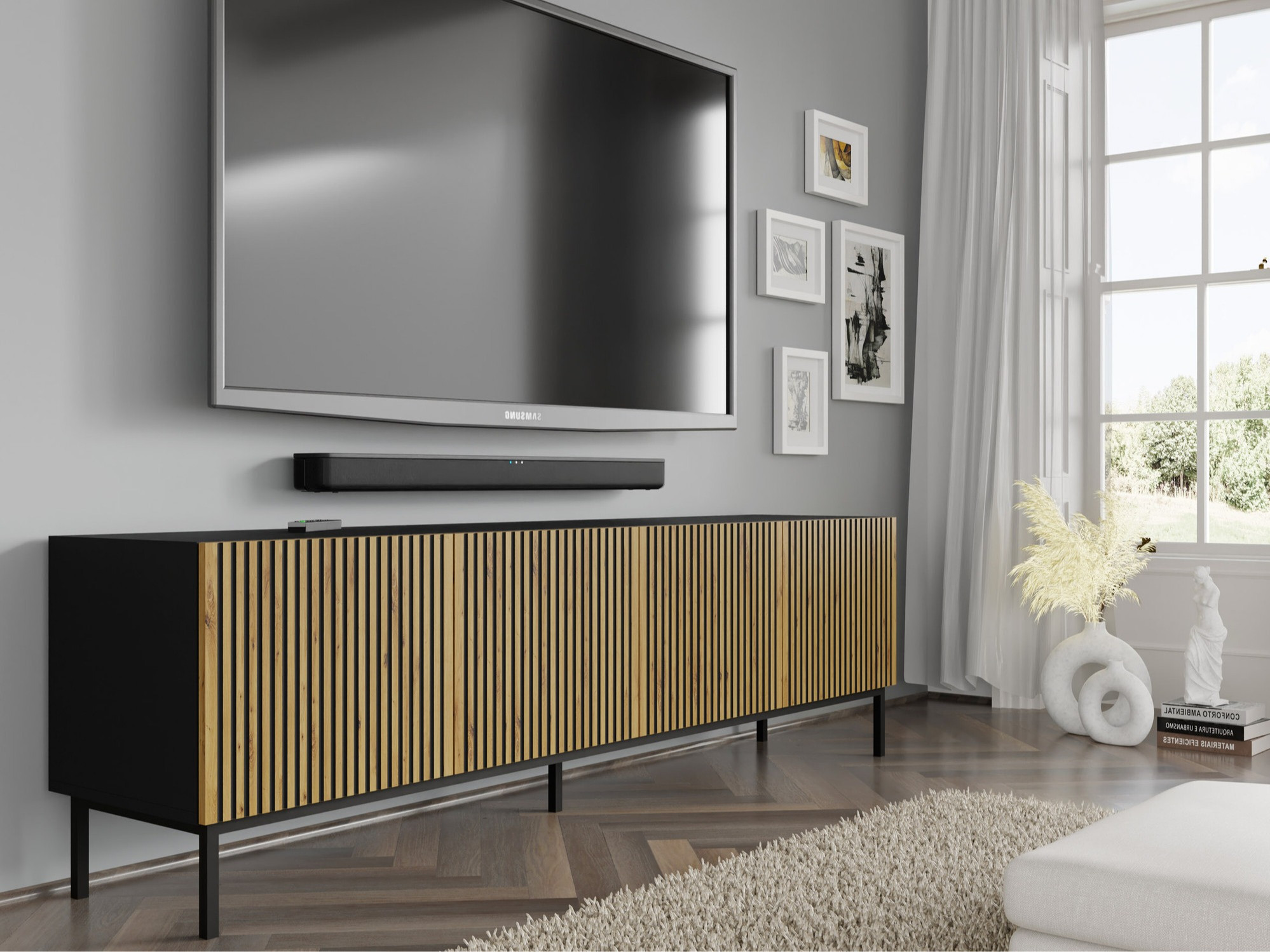 TV galds Talsalu 101 (Artisan ozols + Melns)