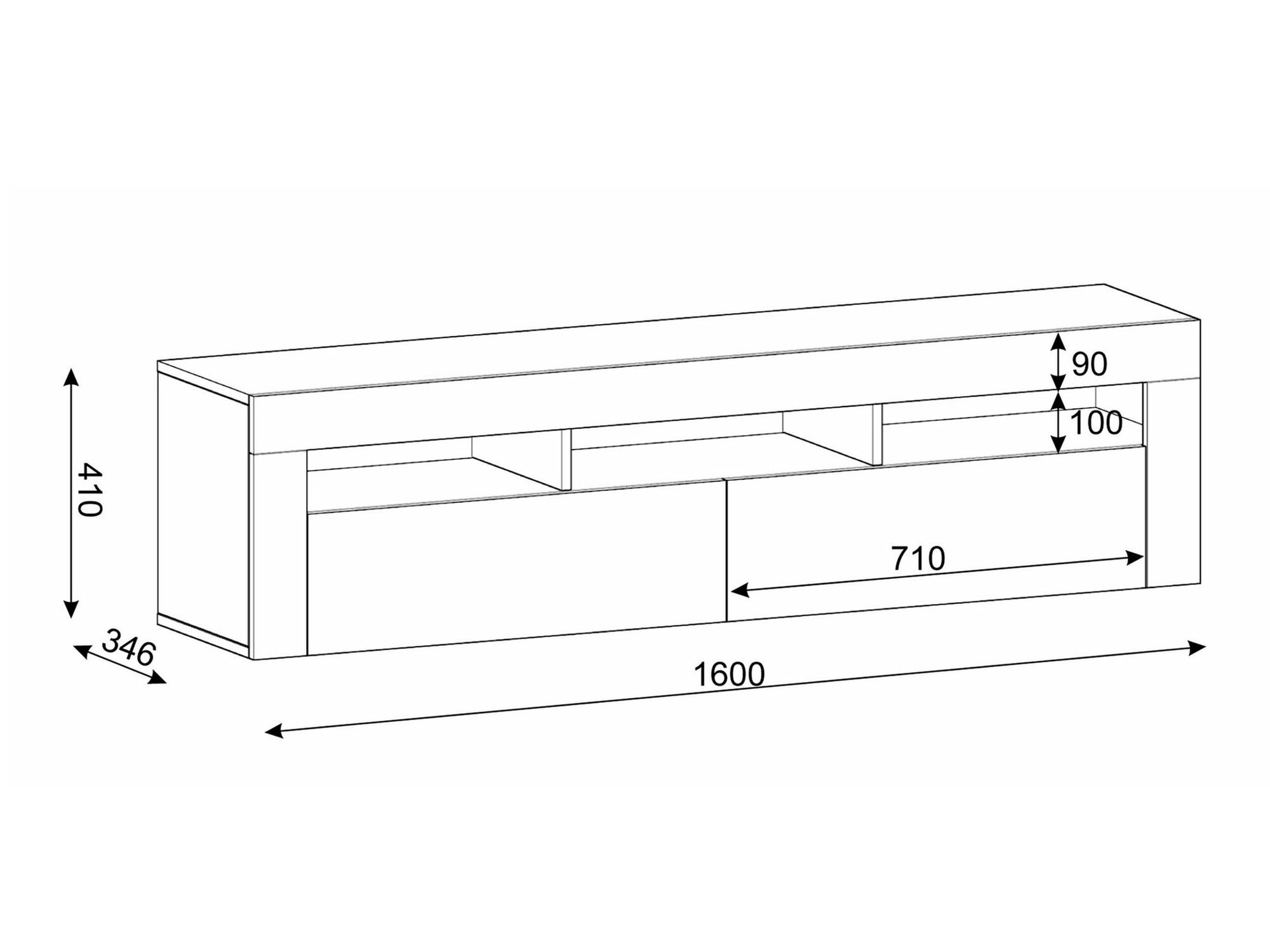 ТВ тумба Buffalo 149 (Чёрный + Artisan дуб)