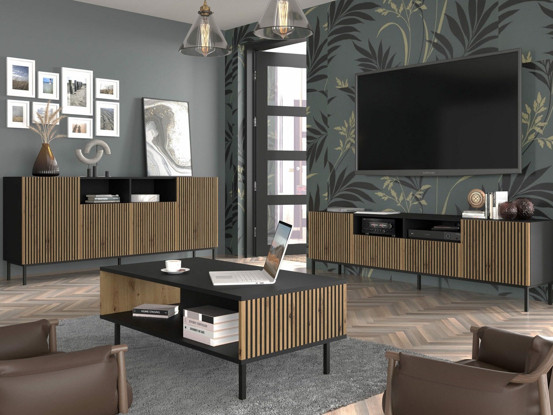 Журнальный столик Talsalu 103 (Artisan дуб + Чёрный)