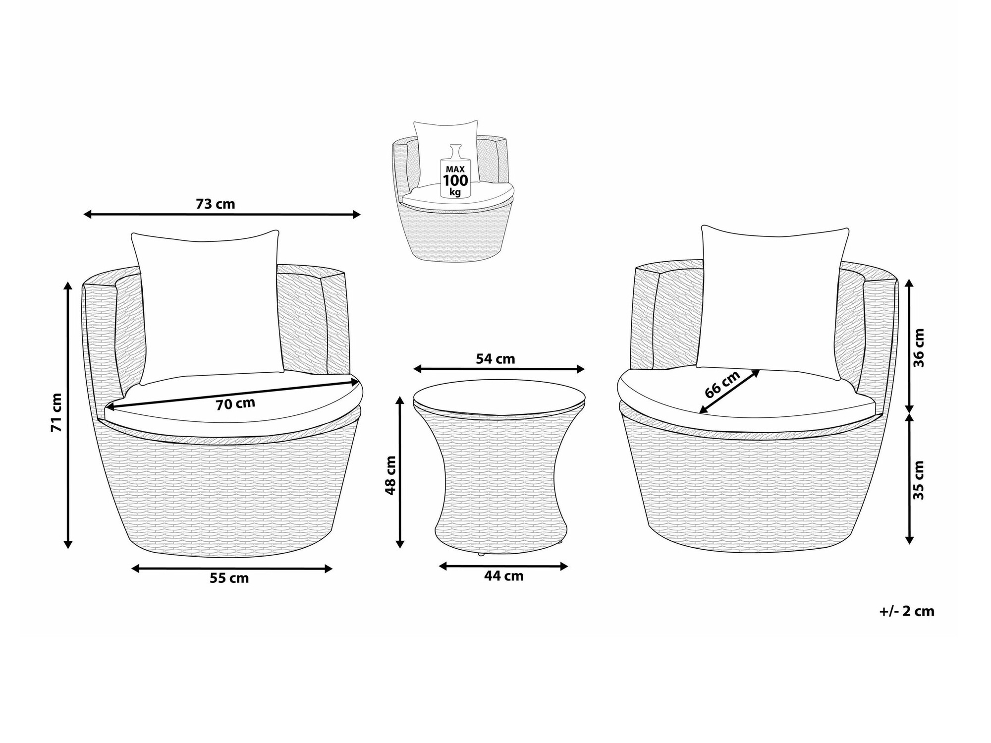 Balkona komplekts Berwyn 1874