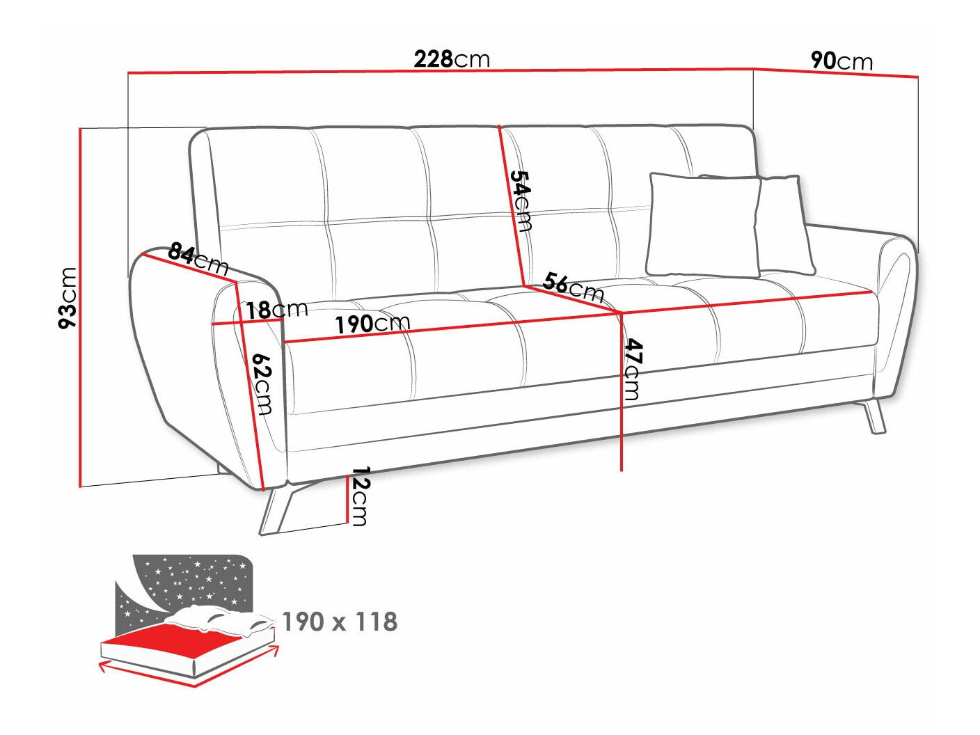 Dīvāns gulta Columbus 156 (Zetta 293 + Aragon 20)