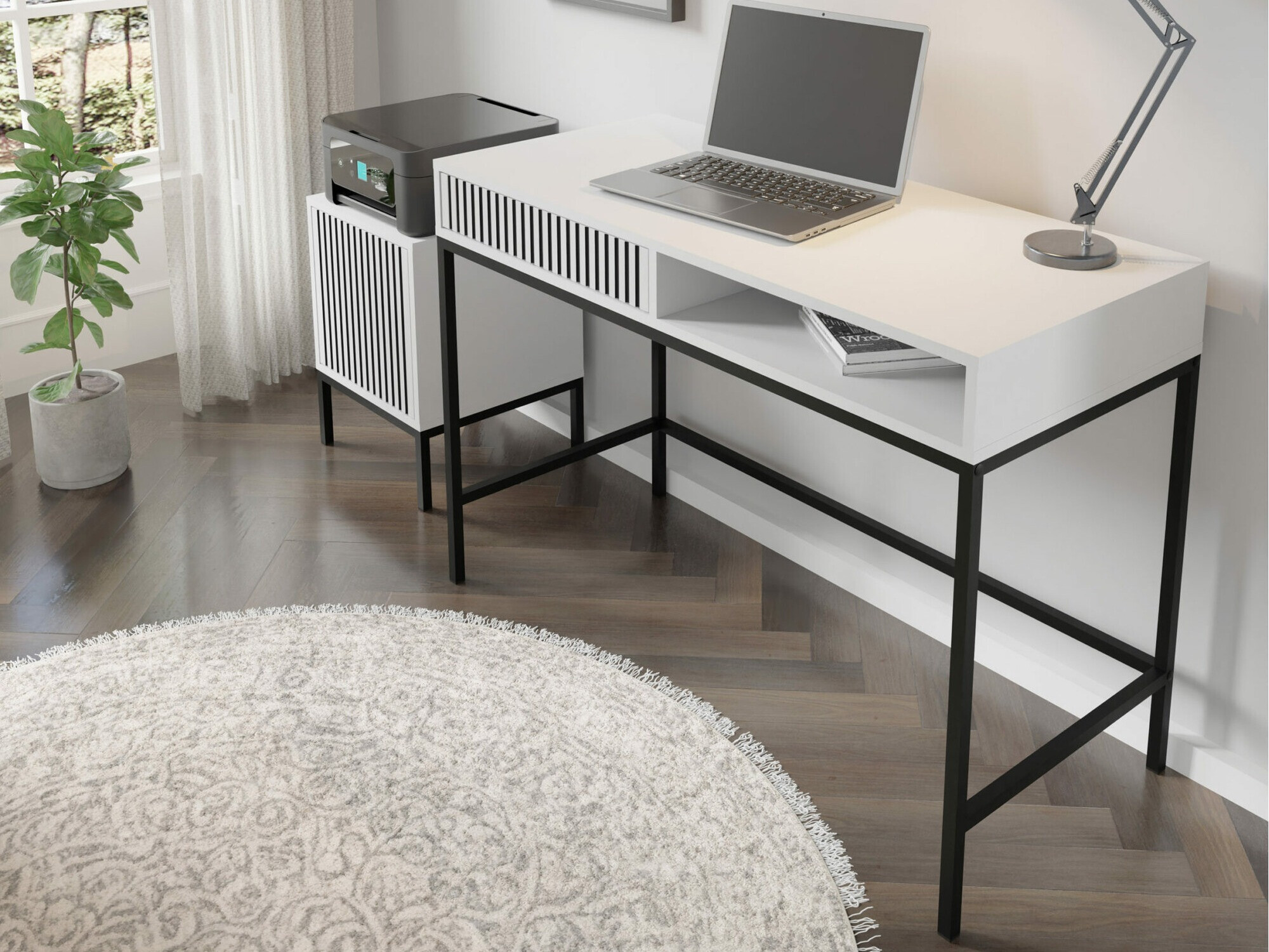 Письменный cтол Talsalu 104 (Белый + Чёрный)