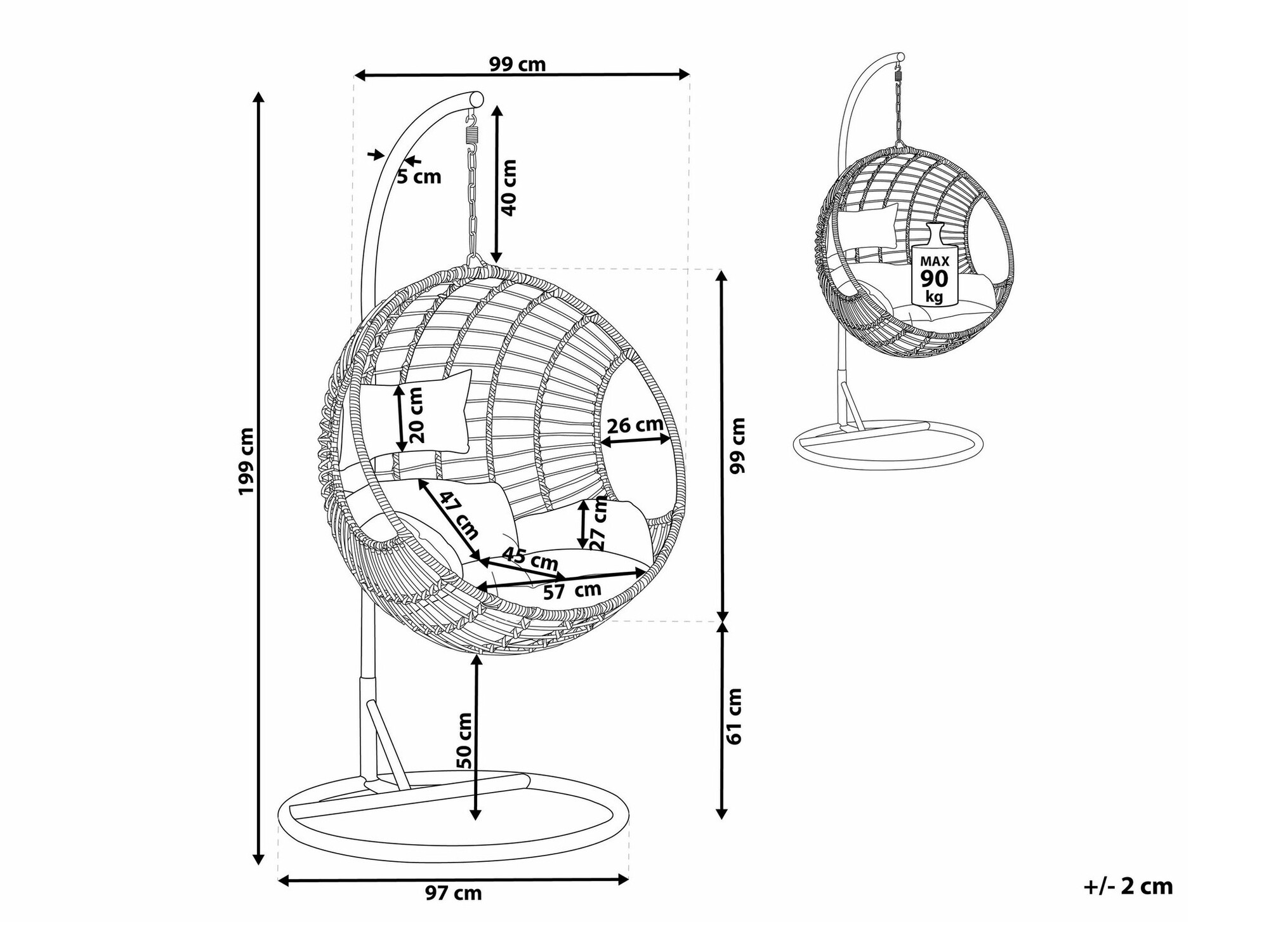 Подвесной стул Berwyn 1876 (Серый)
