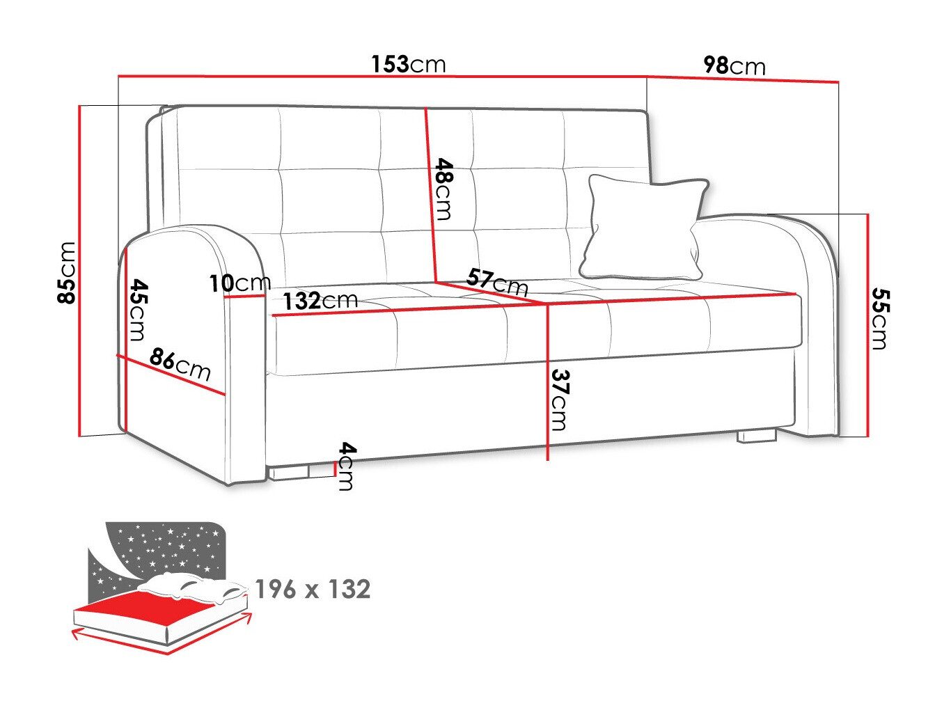 Диван-кровать Columbus 116 (Aragon 93)