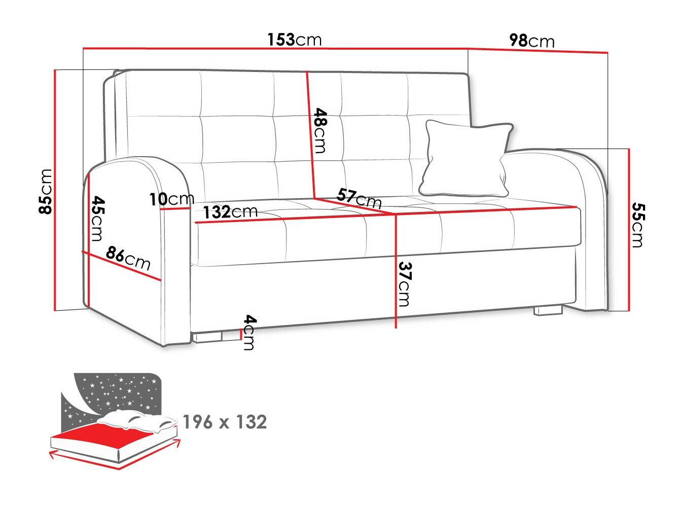 Dīvāns gulta Columbus 116 (Aragon 14)