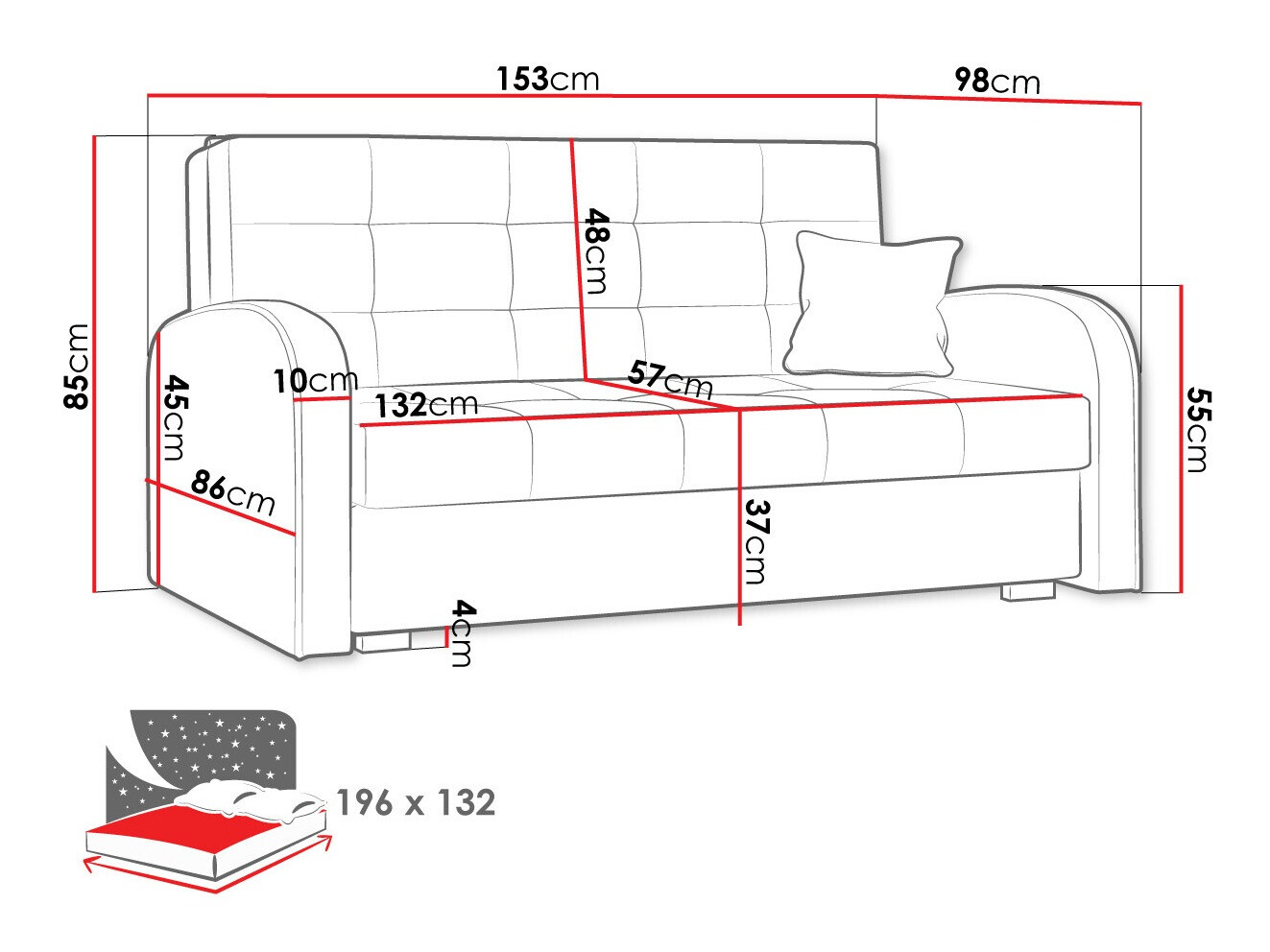 Dīvāns gulta Columbus 116 (Aragon 20)