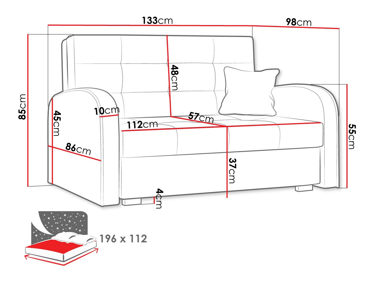 Диван-кровать Columbus 115 (Aragon 03)