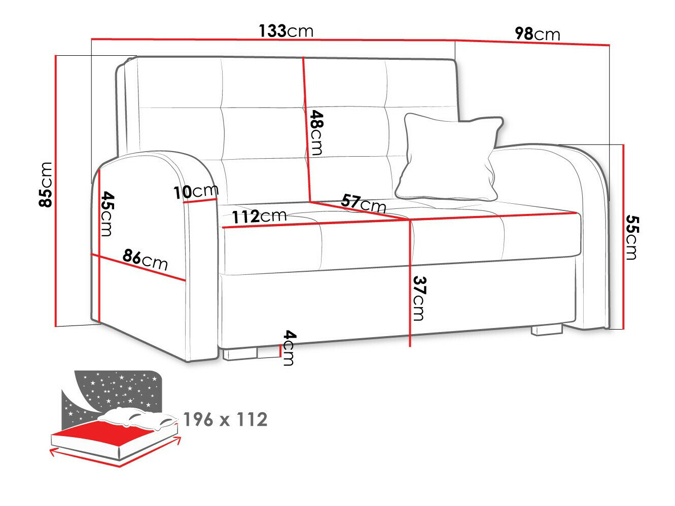 Диван-кровать Columbus 115 (Aragon 14)