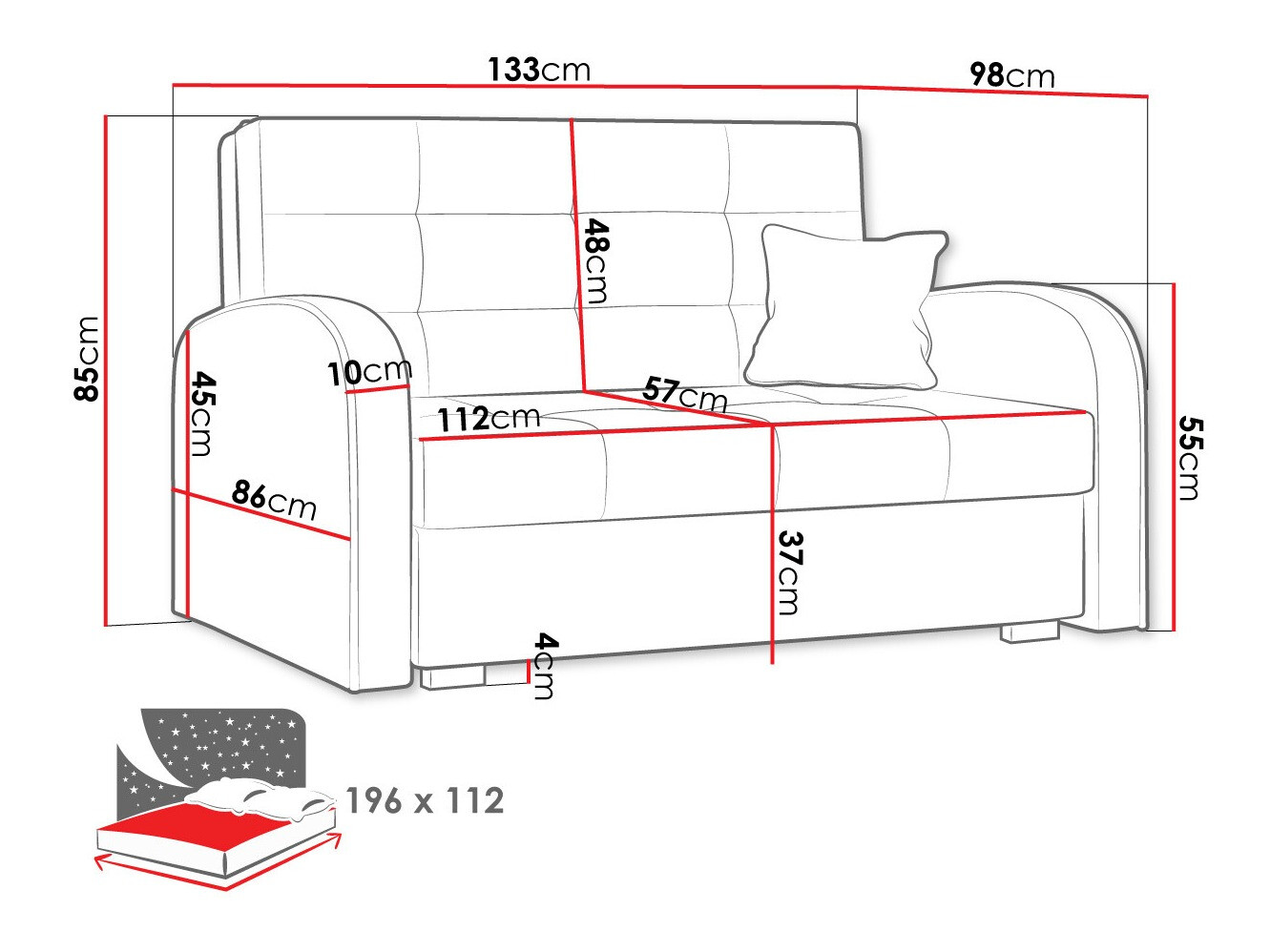Диван-кровать Columbus 115 (Aragon 90)