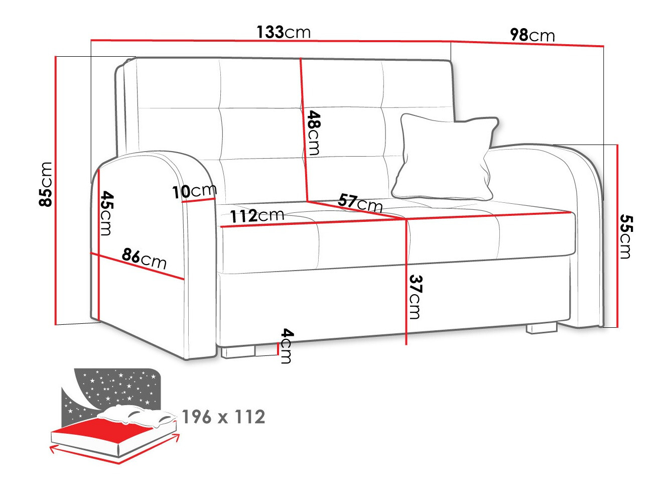 Dīvāns gulta Columbus 115 (Aragon 93)