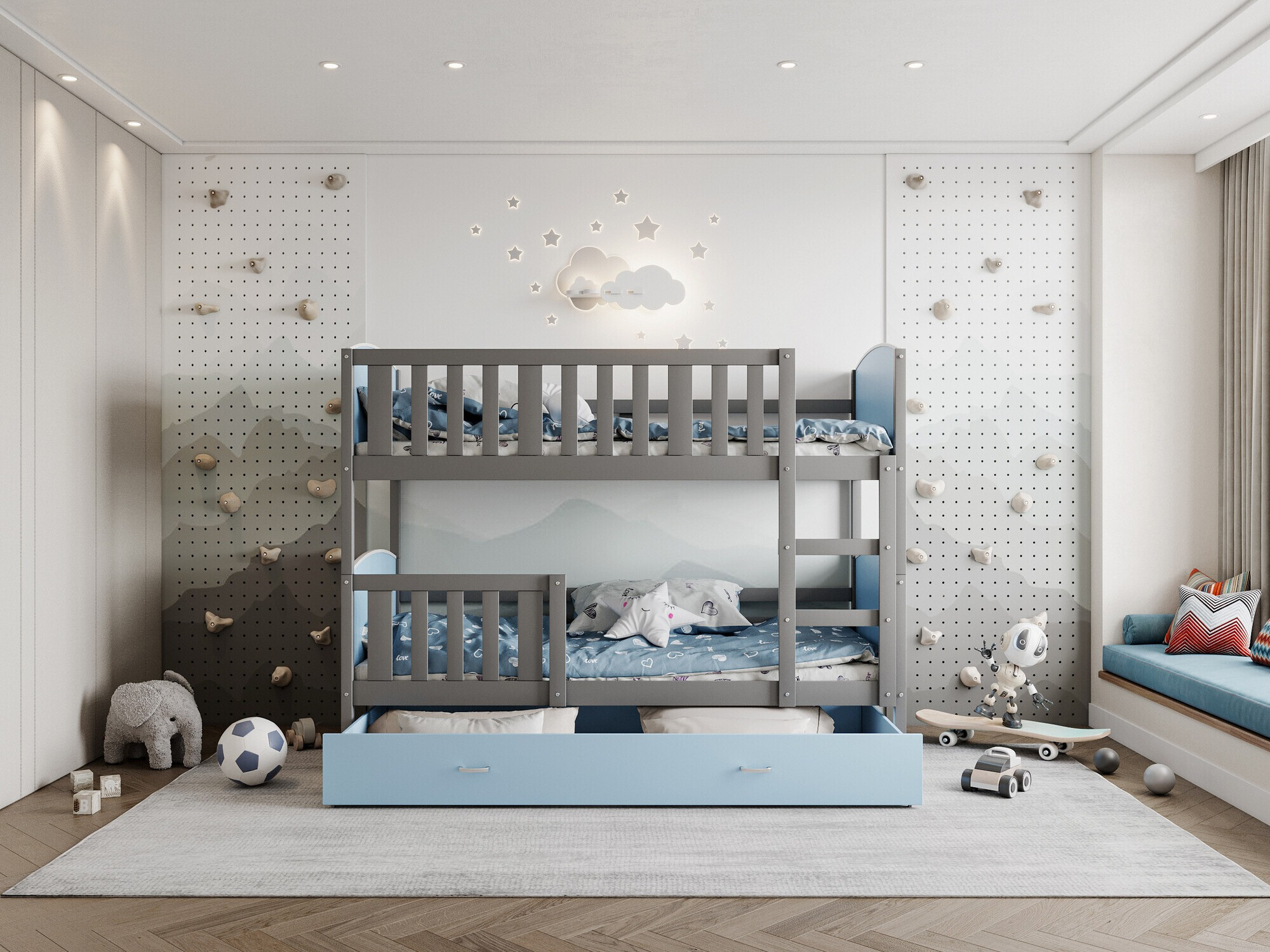 Divstāvu gulta Aurora 113 (Pelēks)