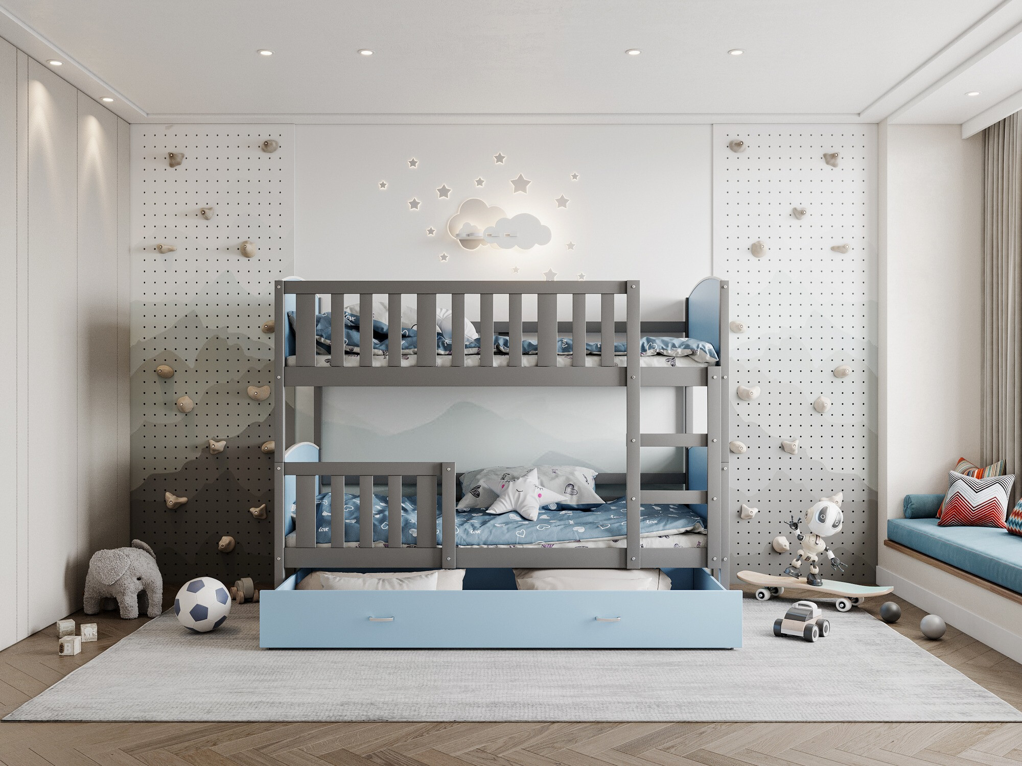 Divstāvu gulta Aurora 113 (Pelēks)