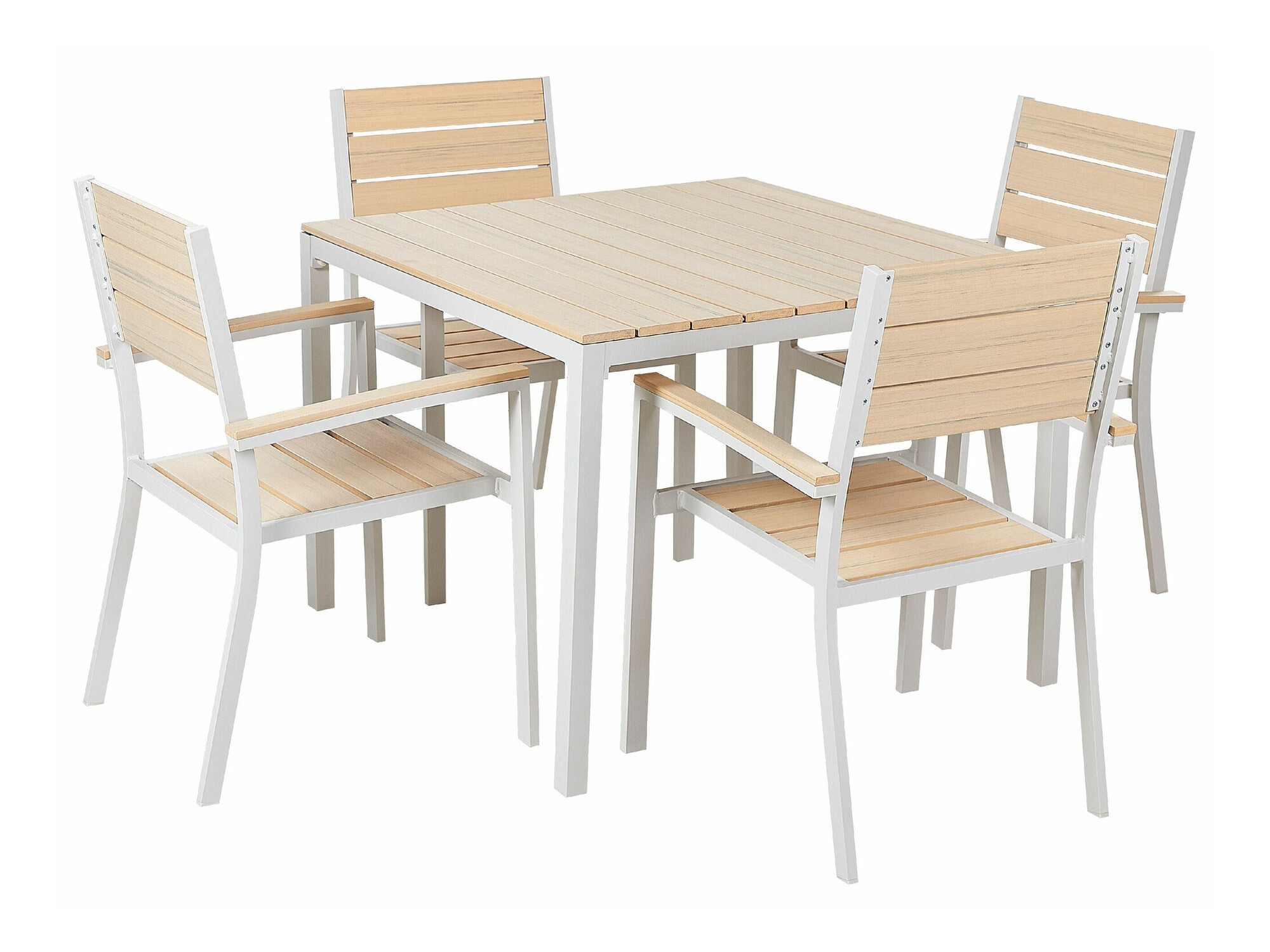 Galds un krēslu komplekts Berwyn 1912 (Balts + Gaišs koks)