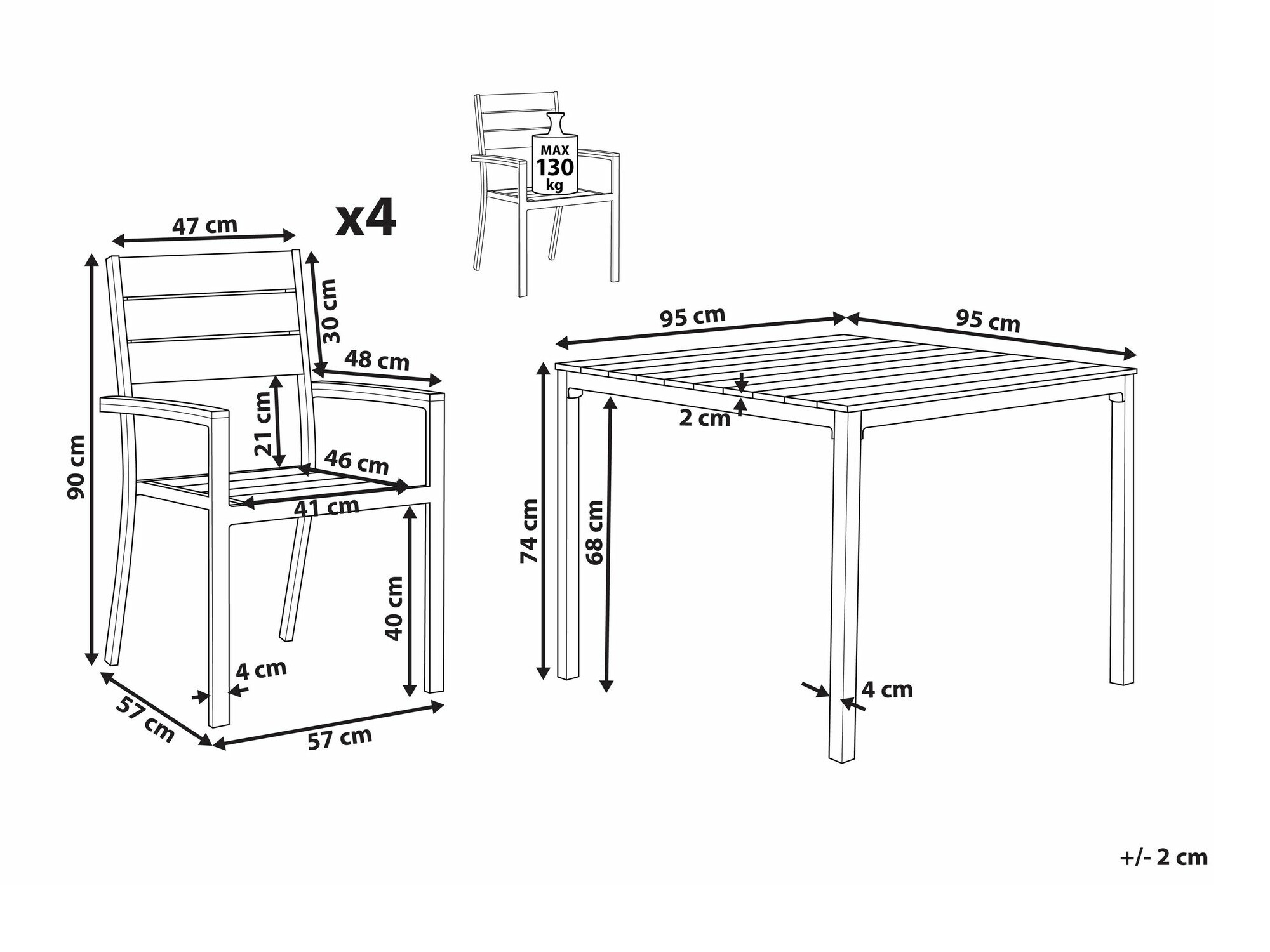 Стол и стулья Berwyn 1912 (Чёрный + Серый)