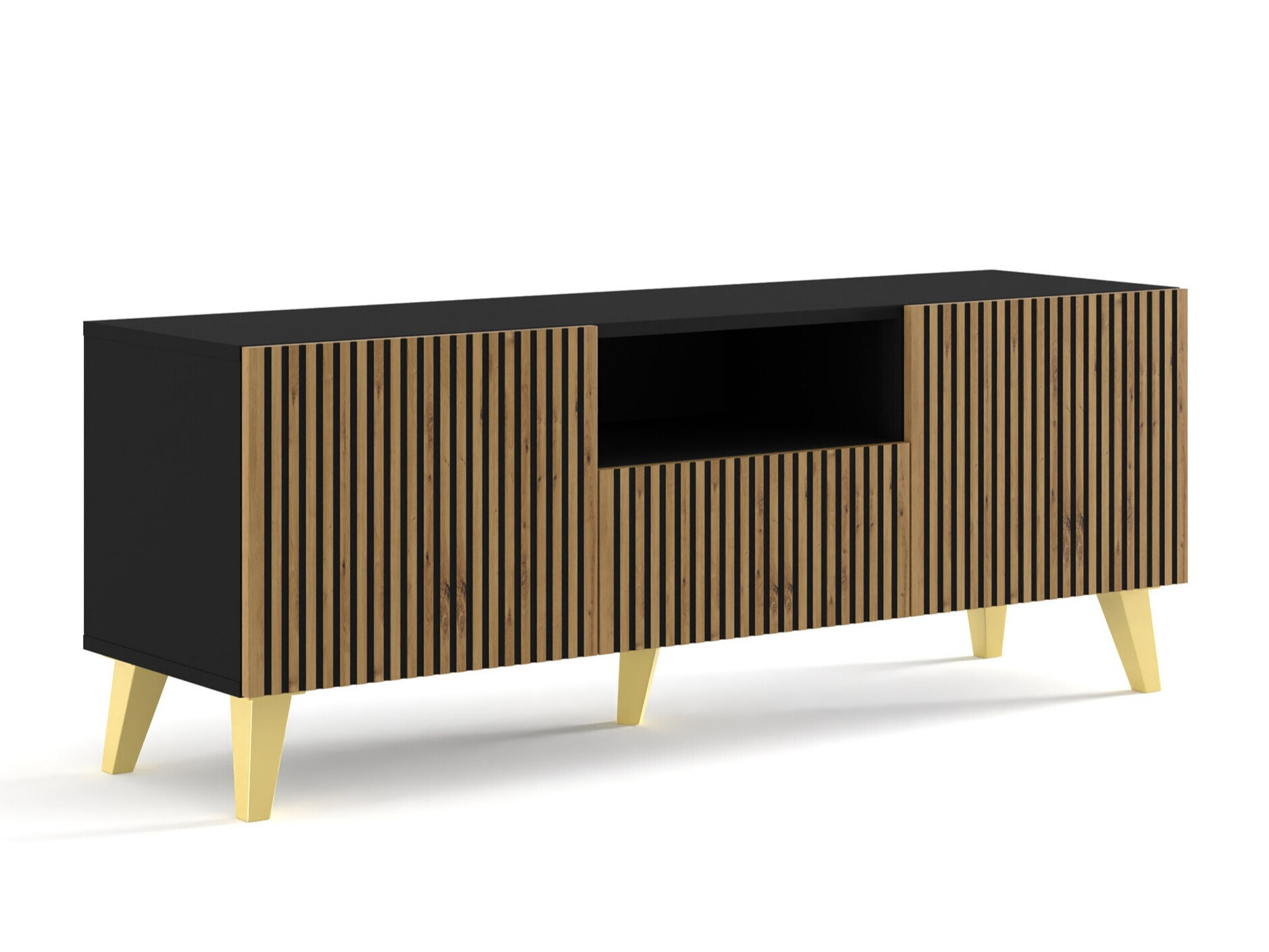 TV galds Buffalo 156 (Melns + Artisan ozols)