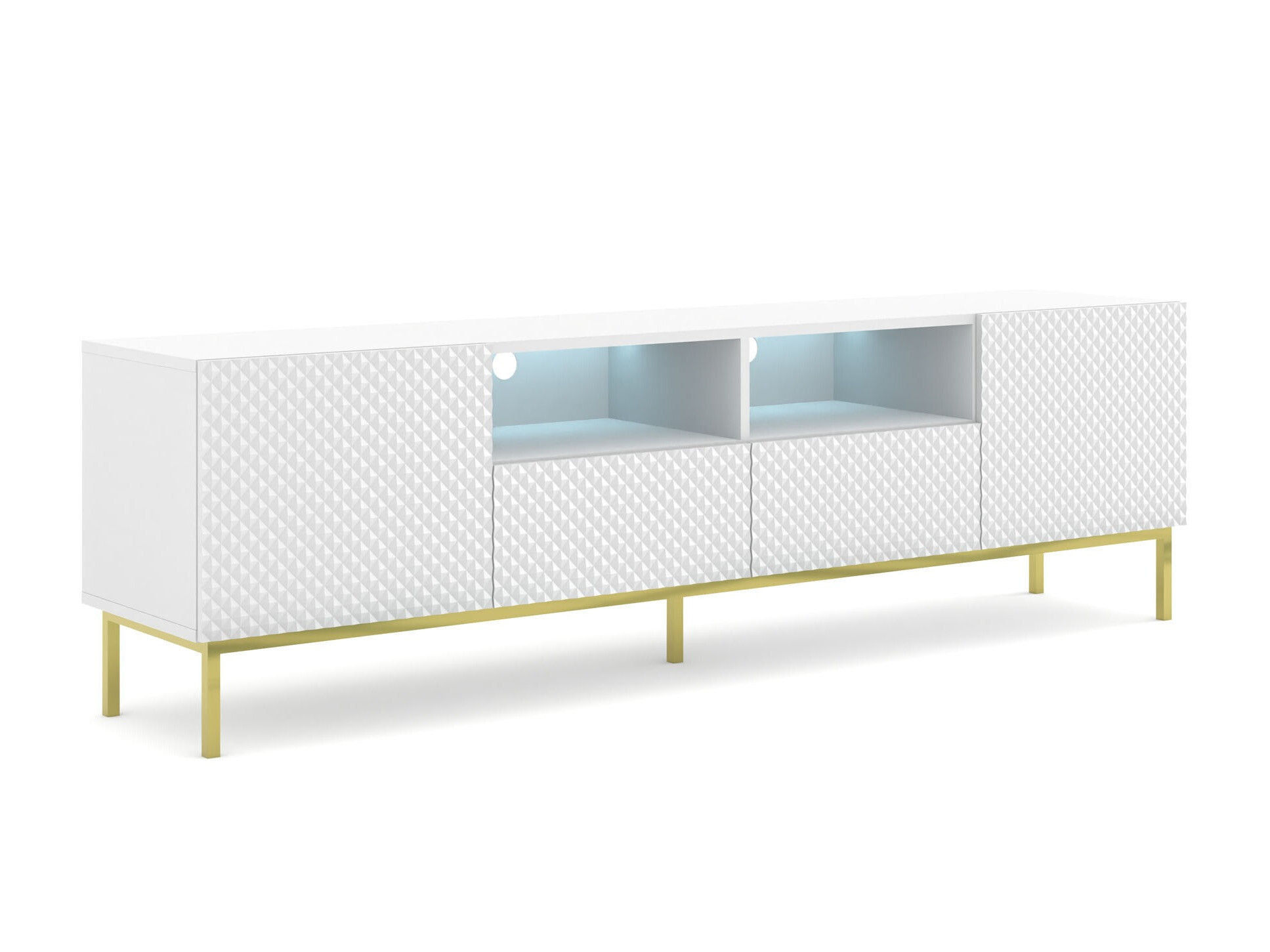 TV galds Buffalo 158 (Balts + Glancēts balts)