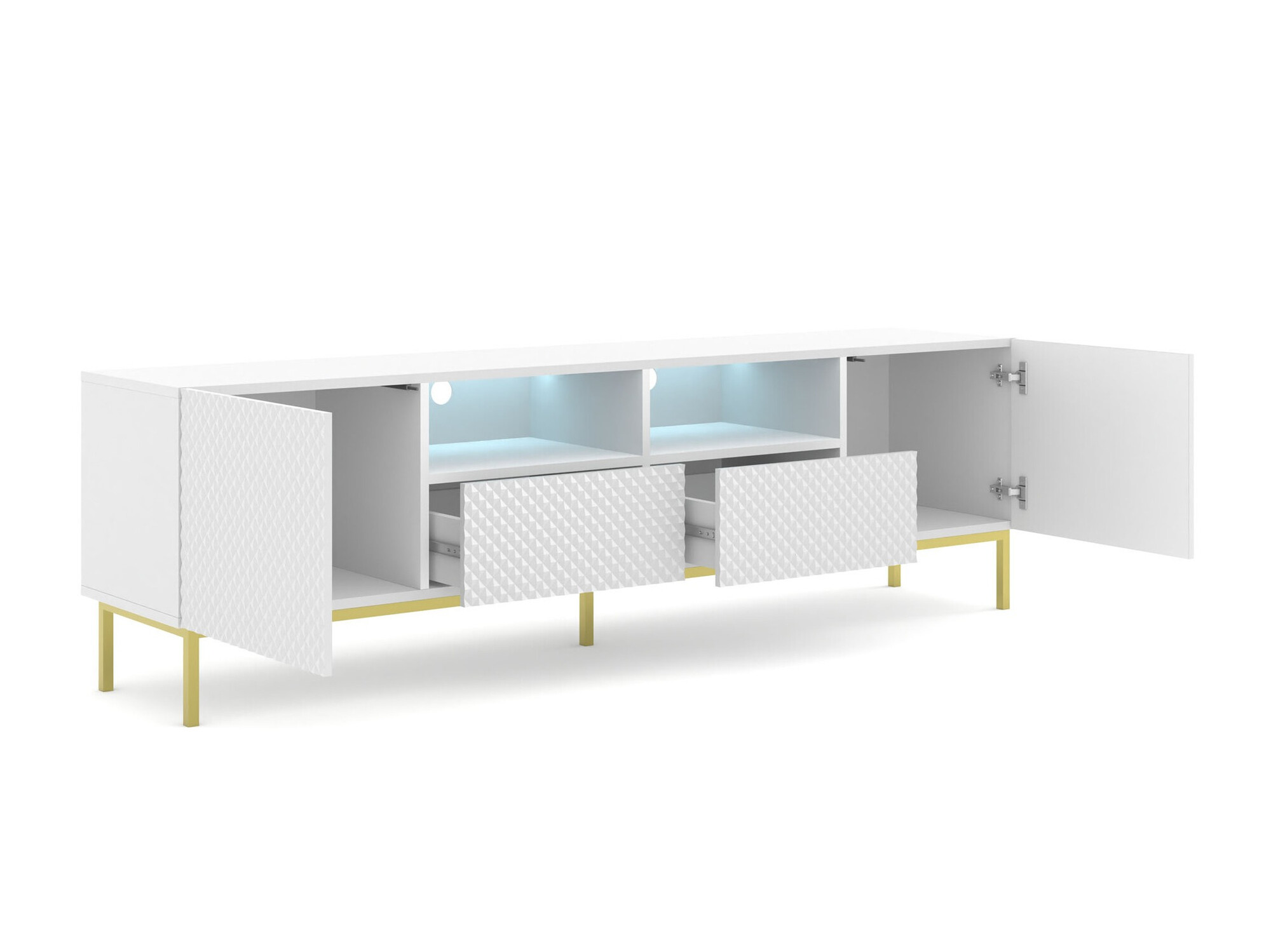 TV galds Buffalo 158 (Balts + Glancēts balts)