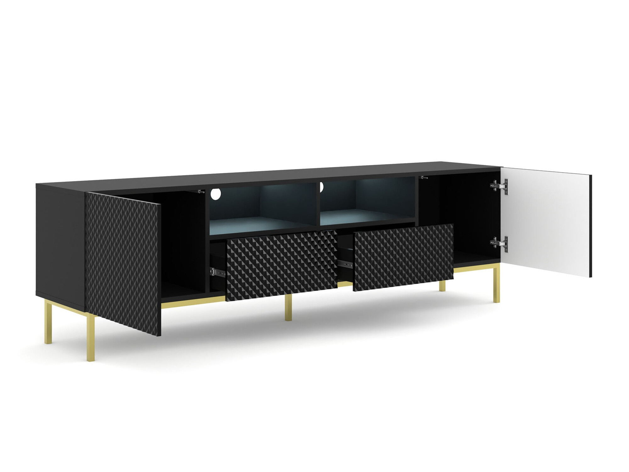 ТВ тумба Buffalo 158 (Чёрный + Глянцевый черный)