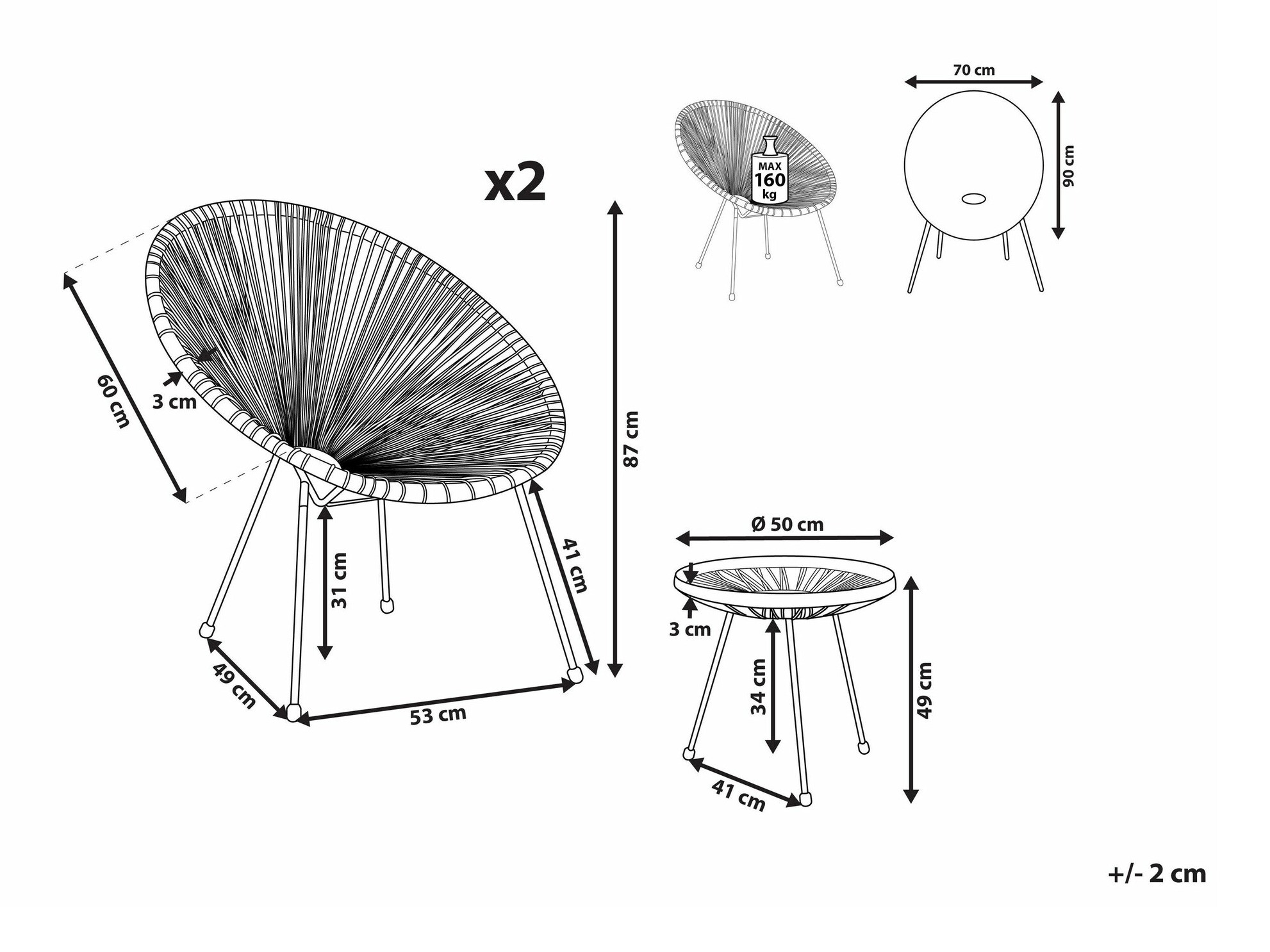Balkona komplekts Berwyn 1921 (Tumši pelēks)