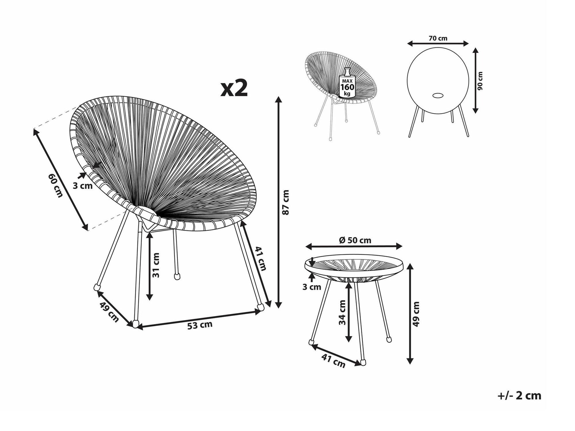 Balkona komplekts Berwyn 1921 (Zaļš)