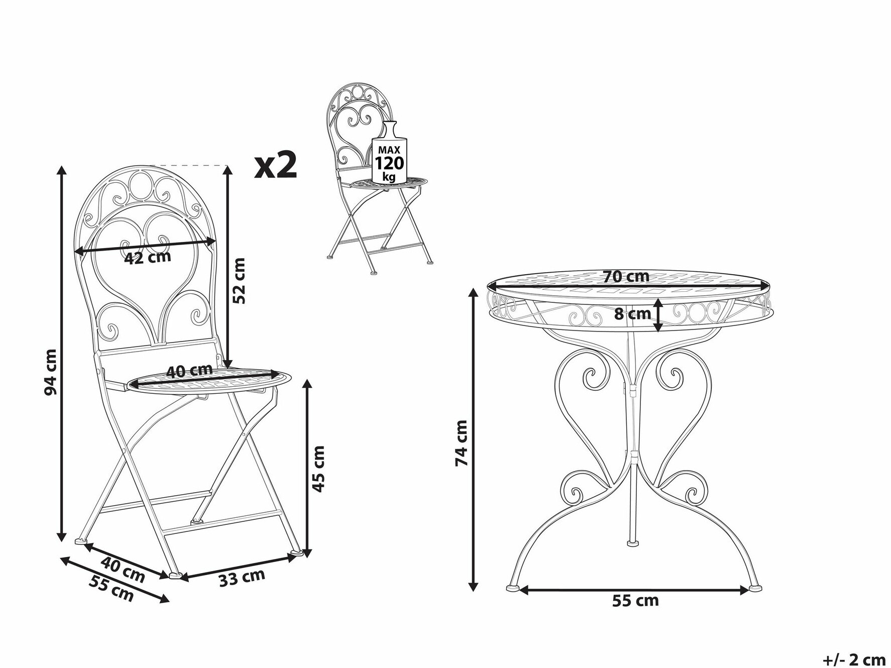Balkona komplekts Berwyn 1924