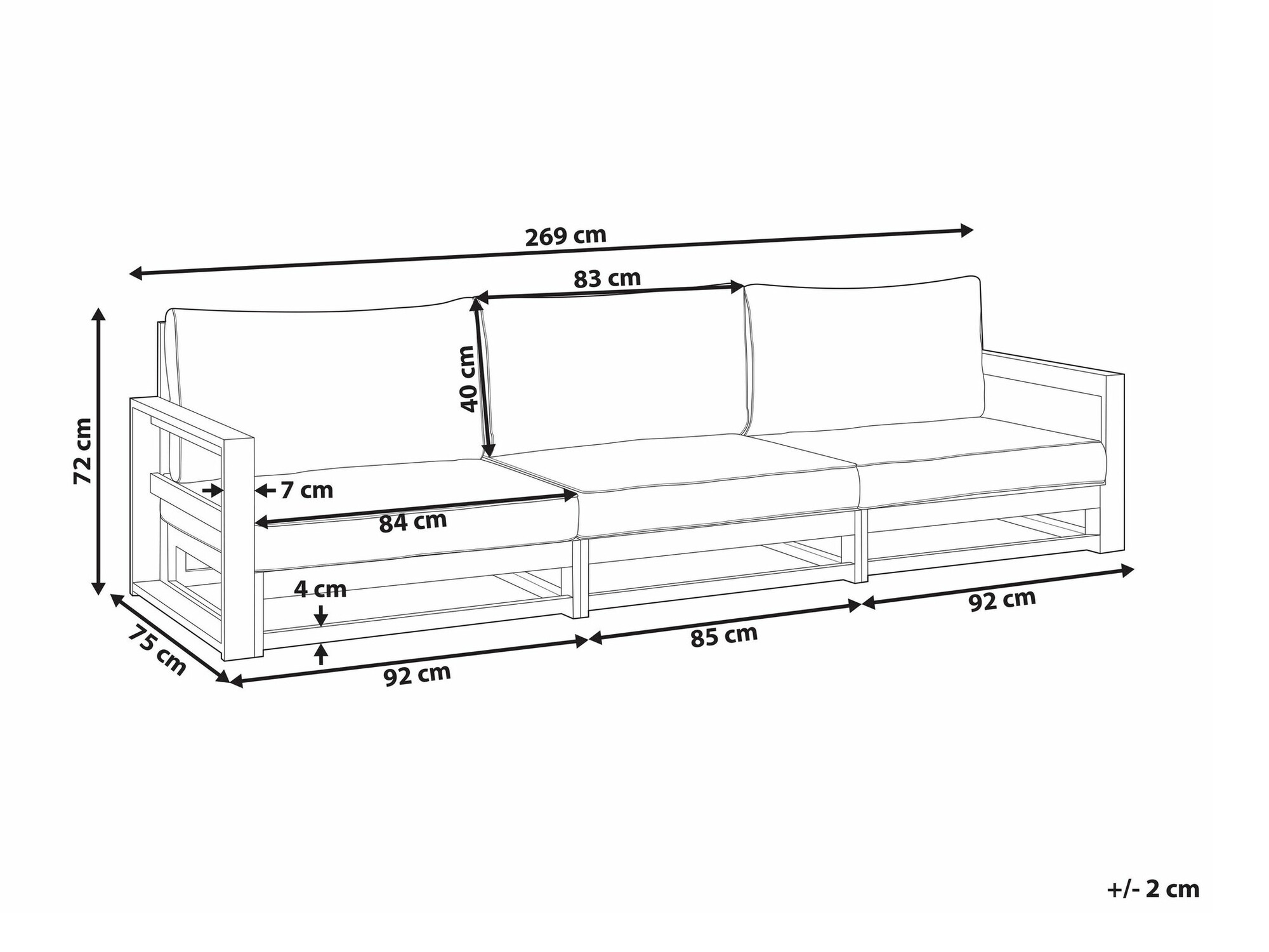 Dārza dīvāns Berwyn 1920 (Gaišs koks)