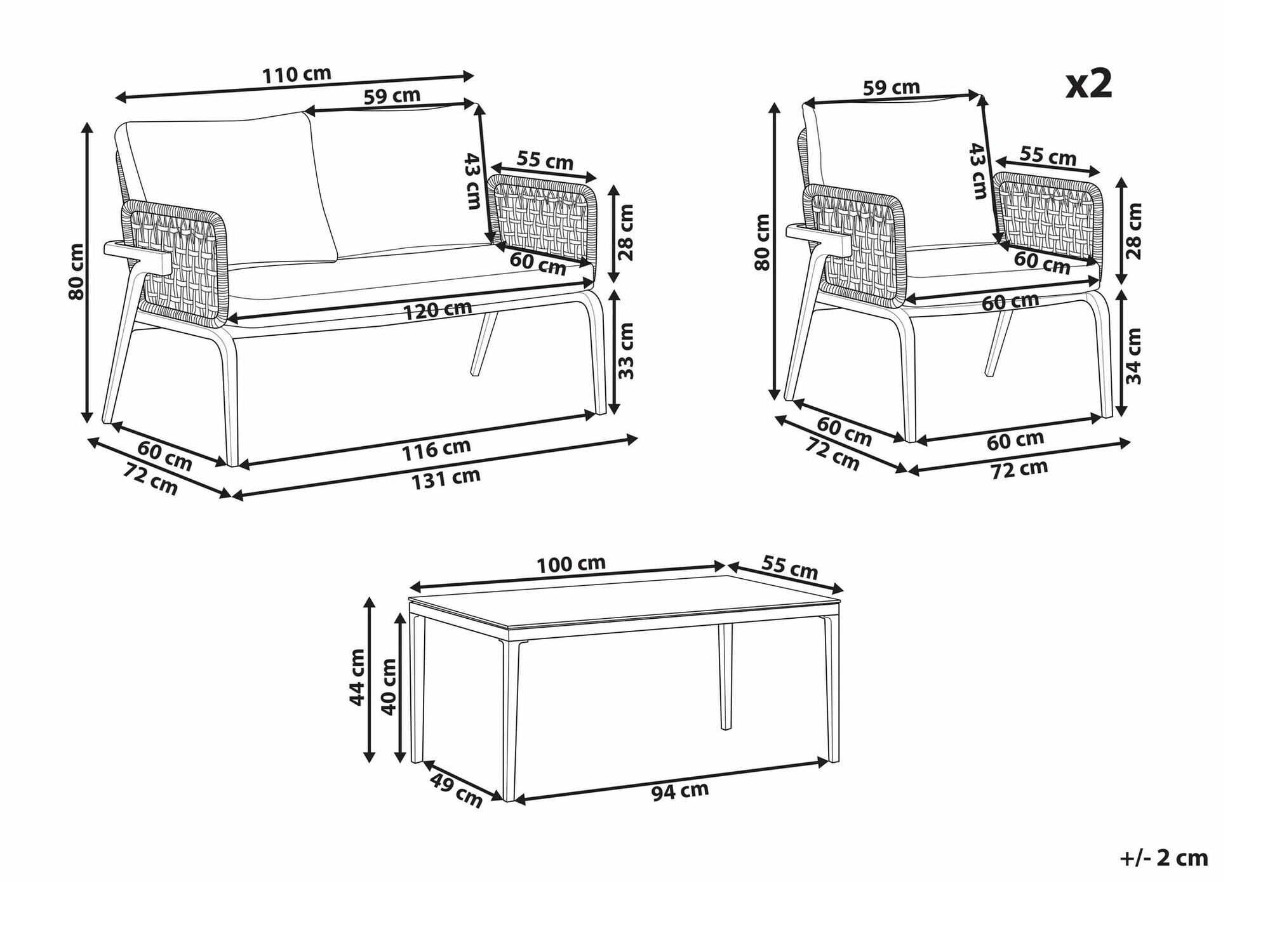 Dārza mēbeļu komplekts Berwyn 1915