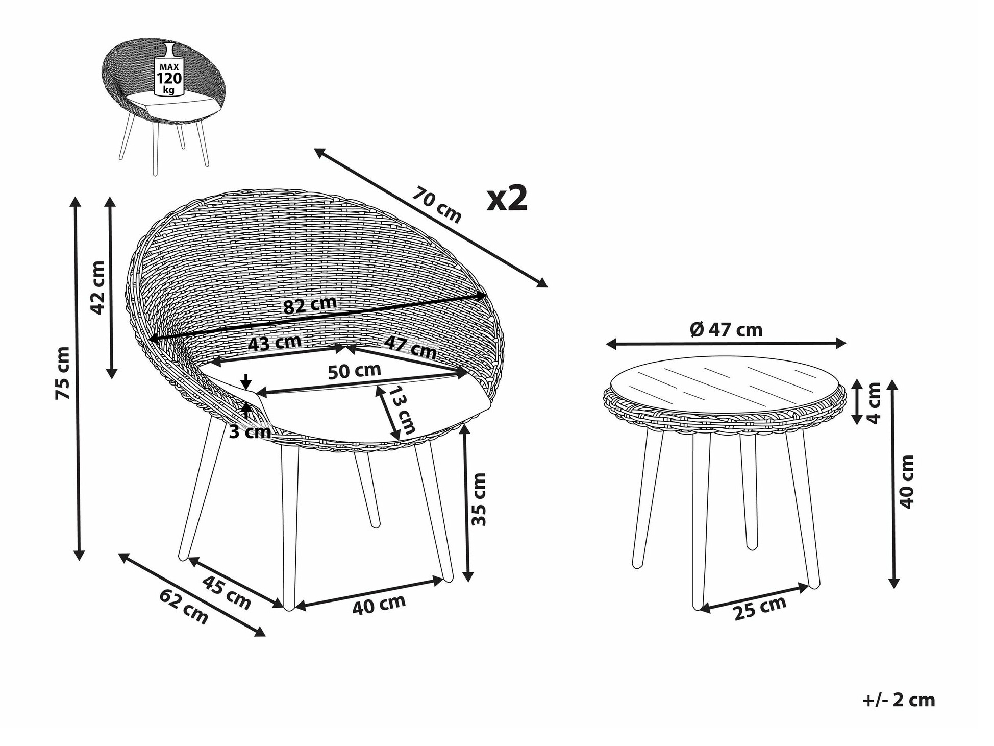 Dārza mēbeļu komplekts Berwyn 1942