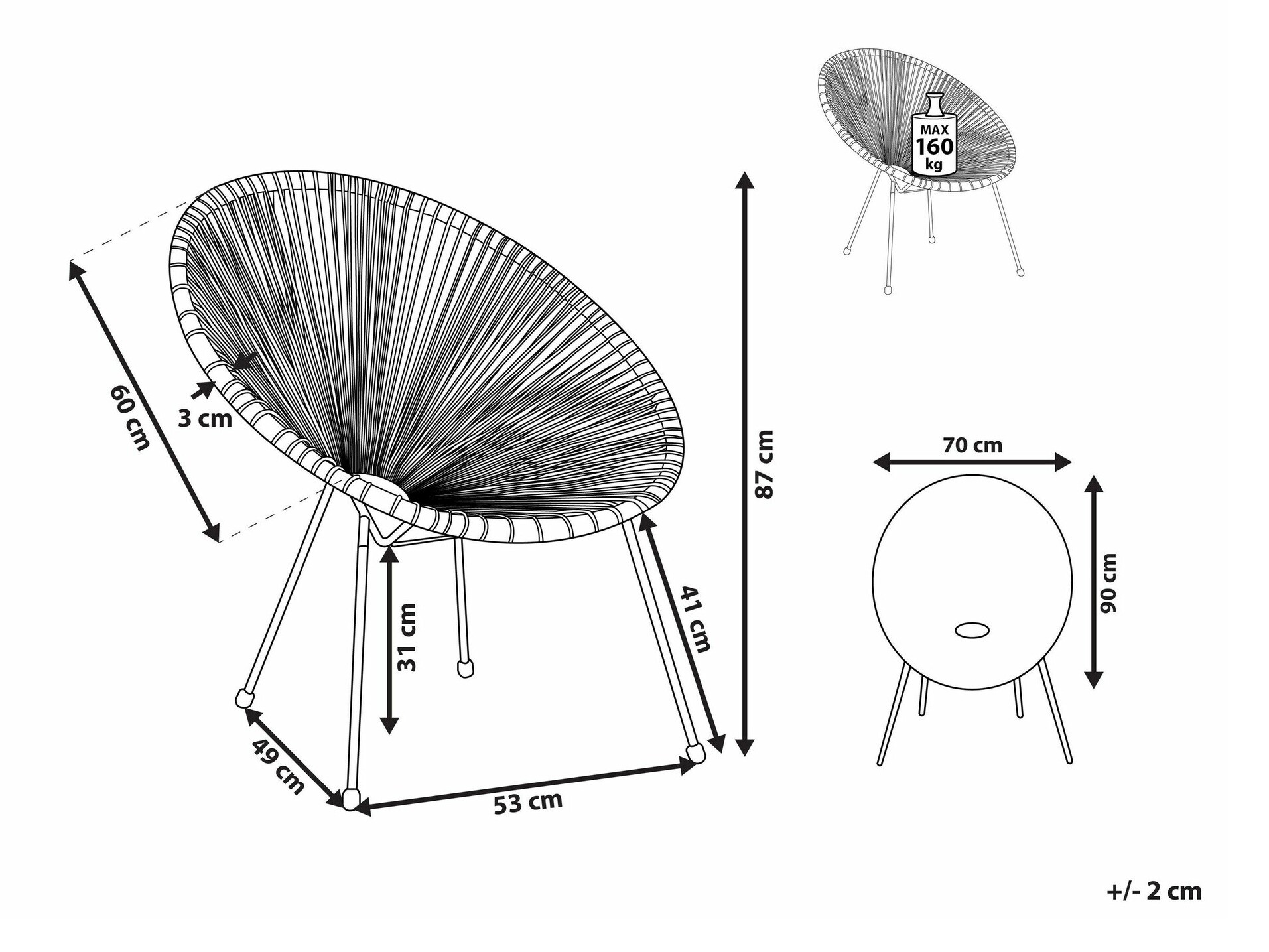 Dārza krēsls Berwyn 1953 (Dzeltens)