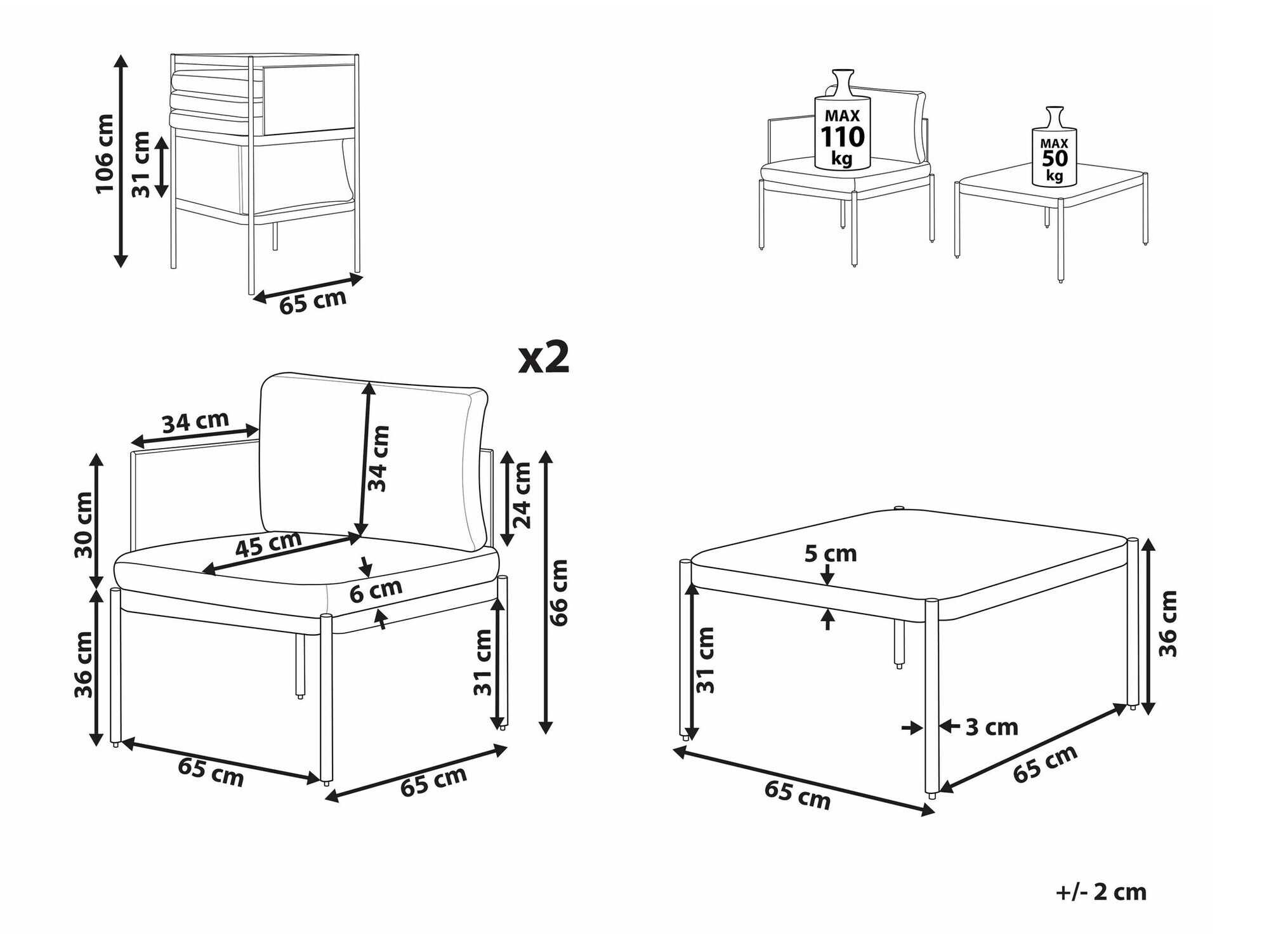 Dārza mēbeļu komplekts Berwyn 1946 (Zaļš)